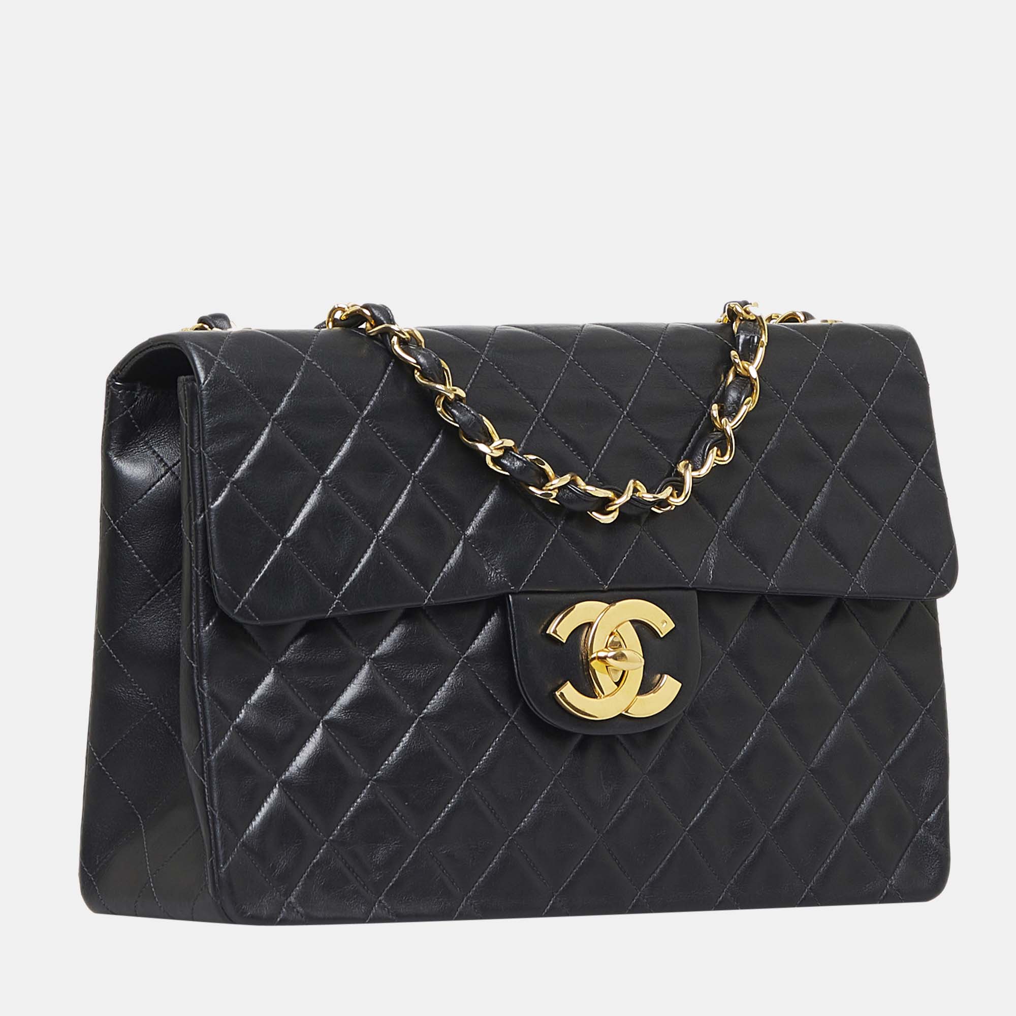 

Chanel Black Maxi Classic Lambskin Single Flap