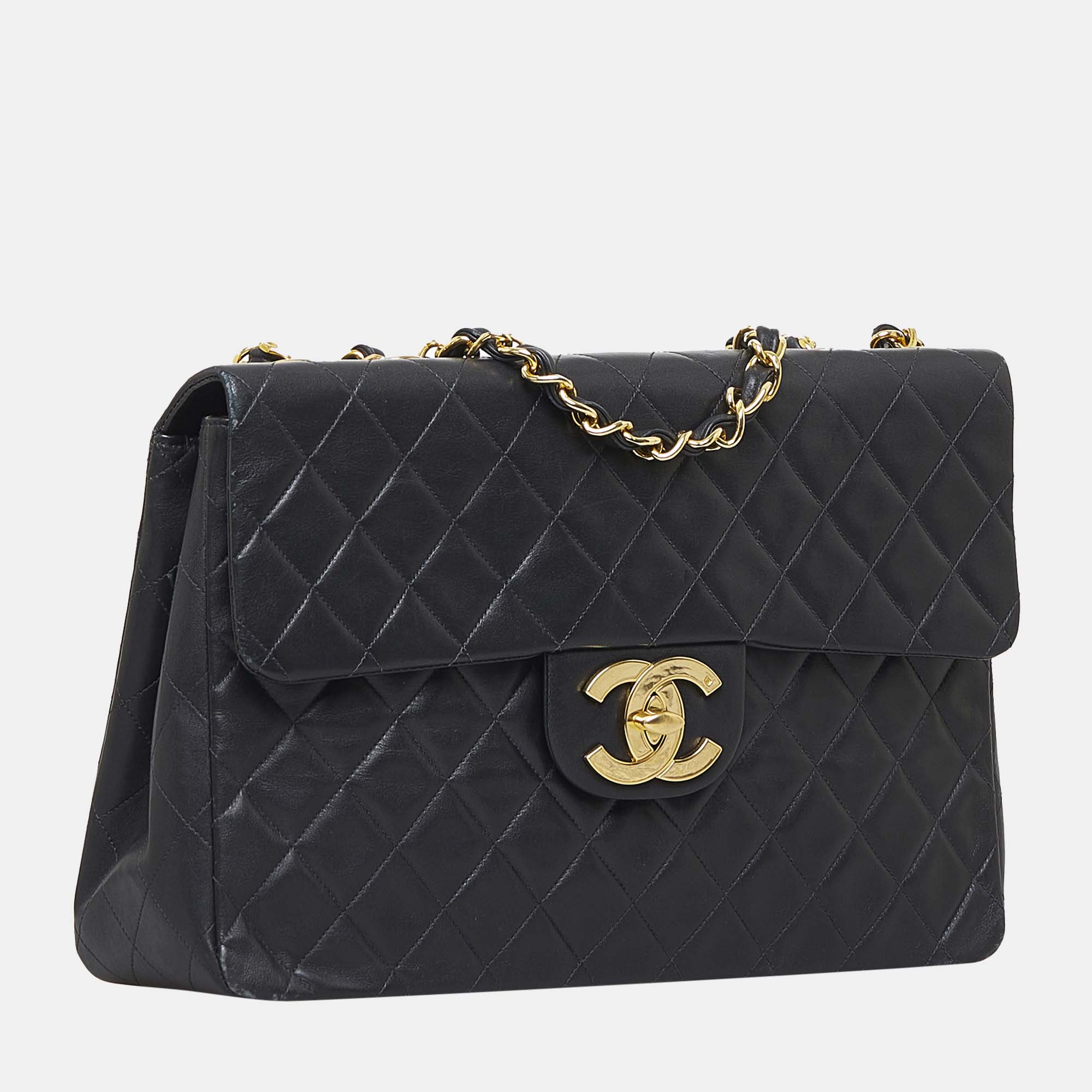 

Chanel Black Maxi Classic Lambskin Double Flap