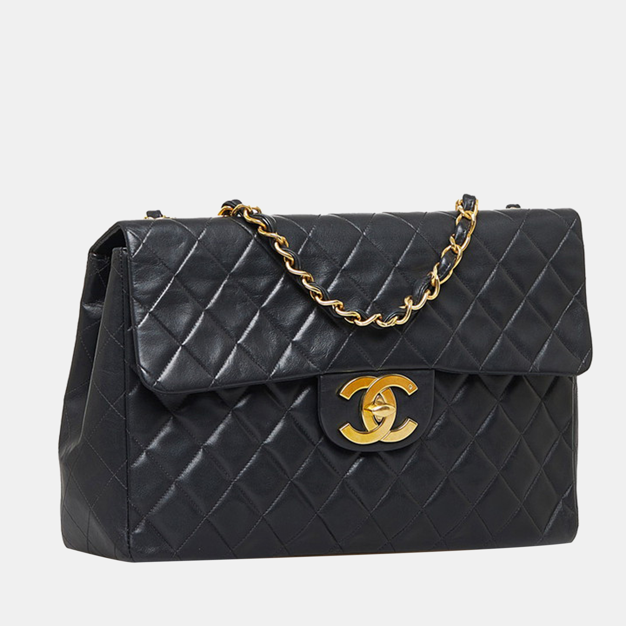 

Chanel Black Leather Vintage Maxi Classic Single Flap Bag