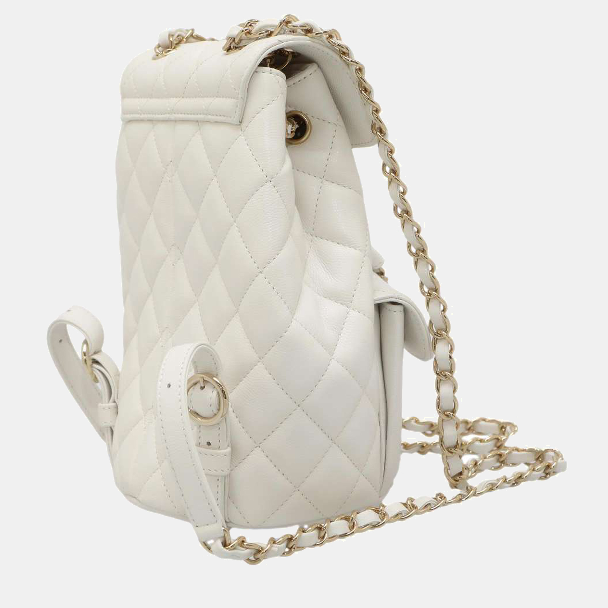 

Chanel White Quilted Leather Twin Front Pockets Backpack