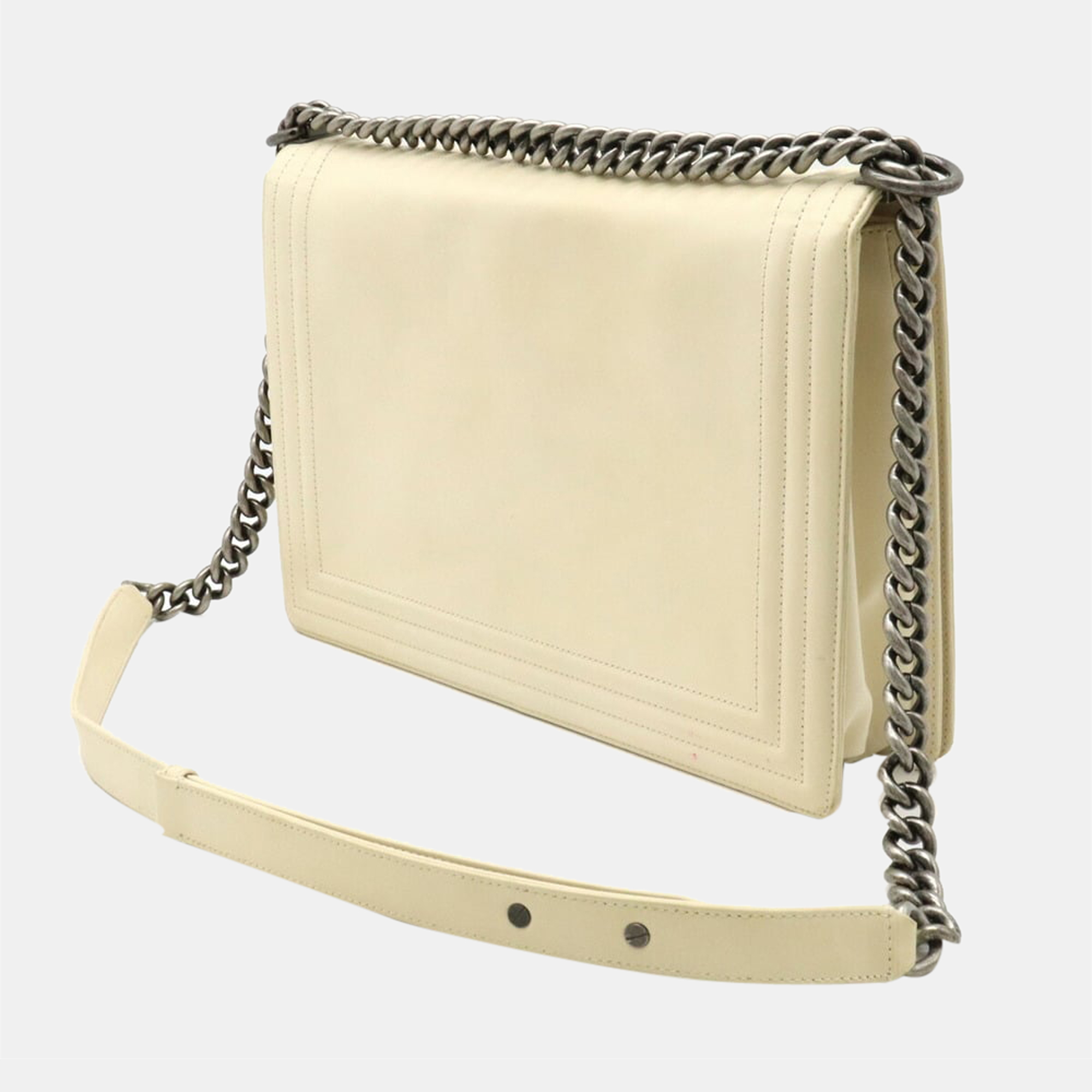 

Chanel Cream Leather Original Clasp Boy Shoulder Bag