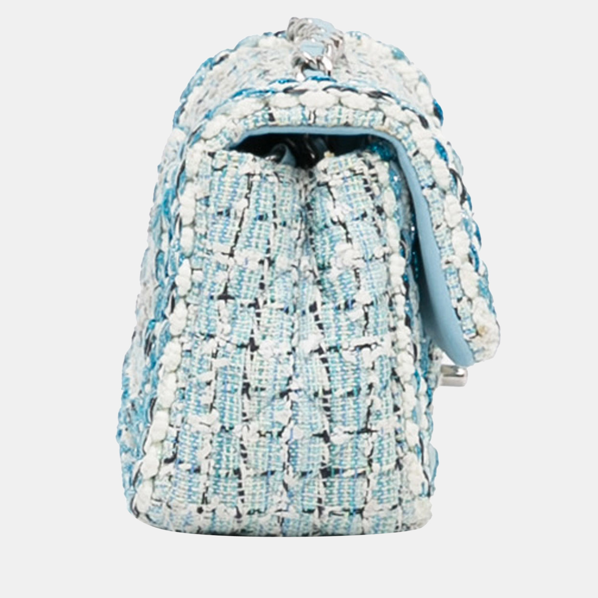 

Chanel Blue Mini Classic Tweed Single Flap