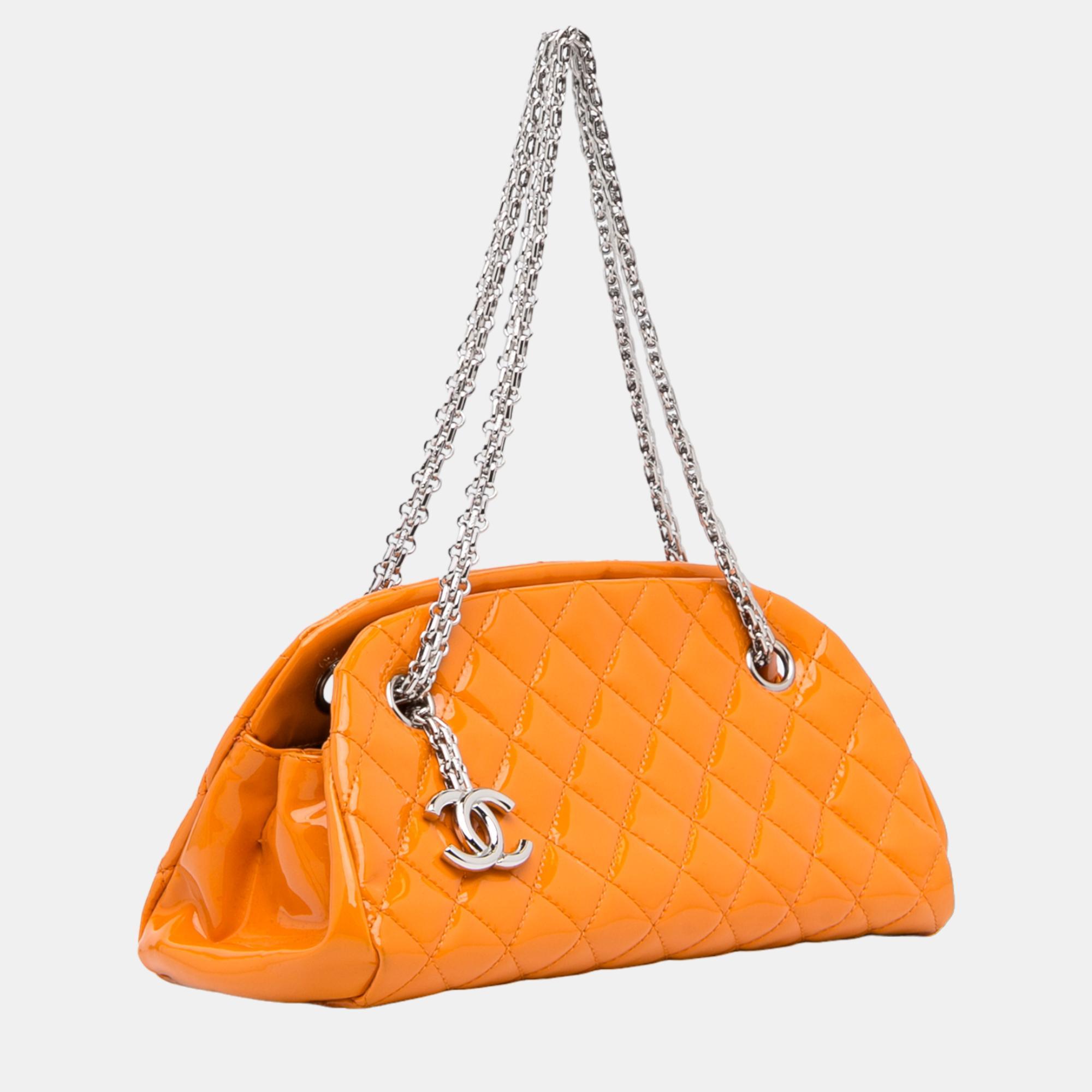 

Chanel Orange Small Patent Just Mademoiselle Shoulder Bag