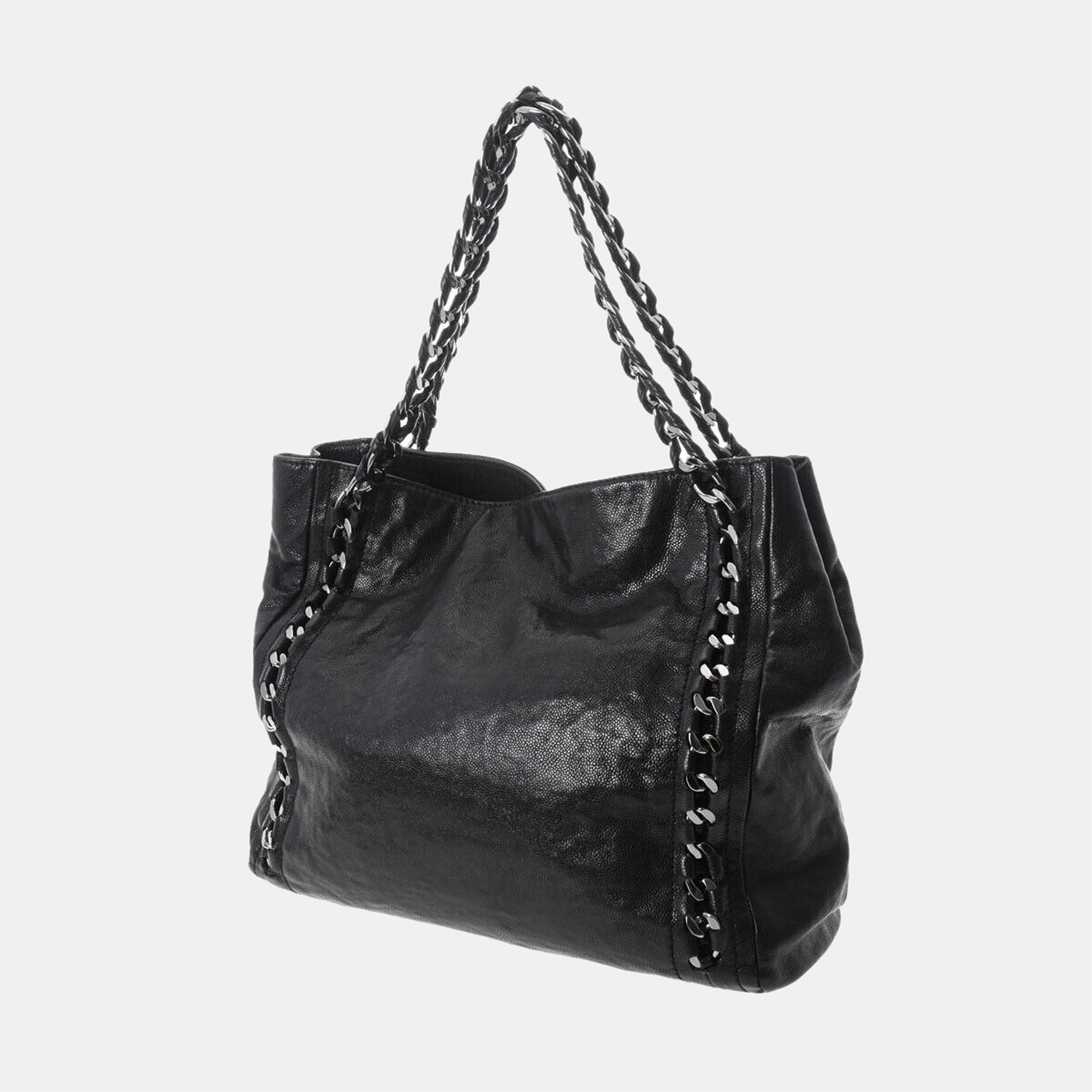 

Chanel Black Leather Chain CC Tote Bag