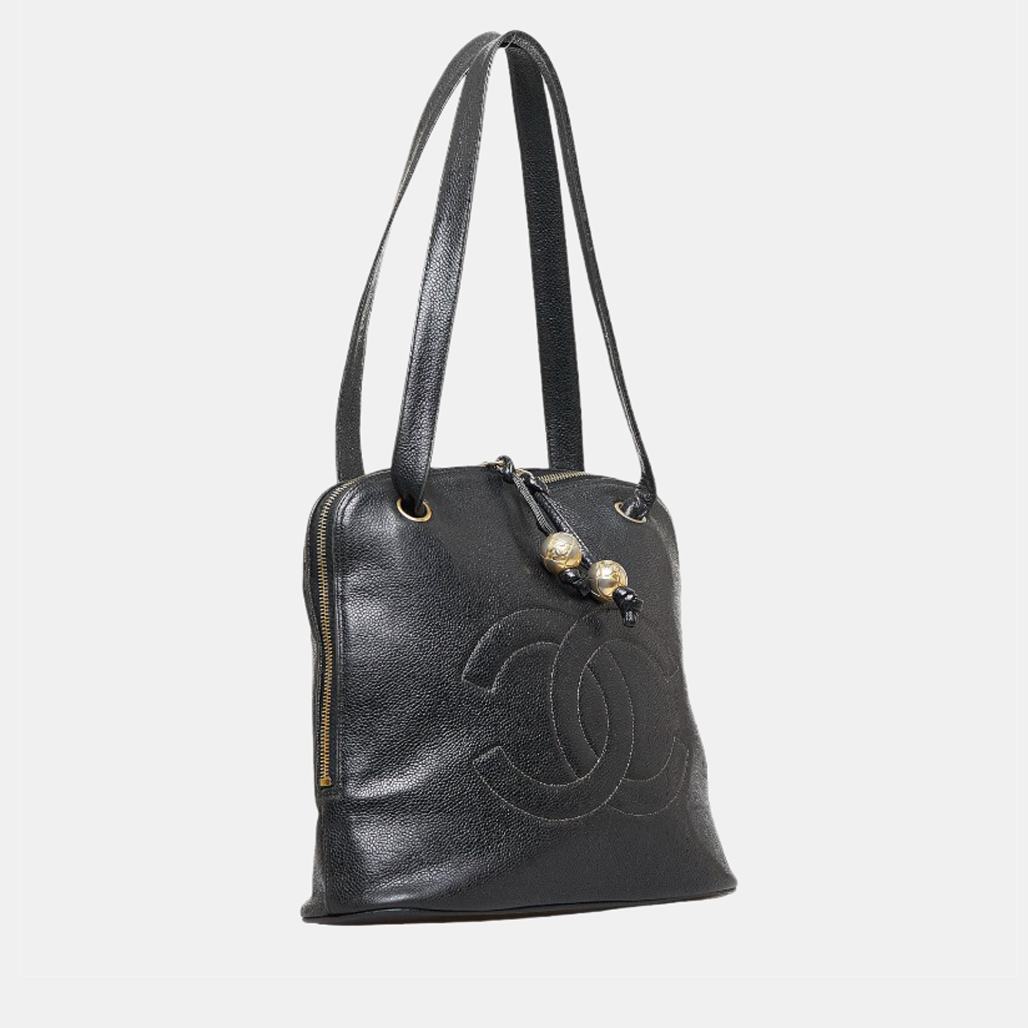 

Chanel Black Caviar CC Zip Shoulder Bag