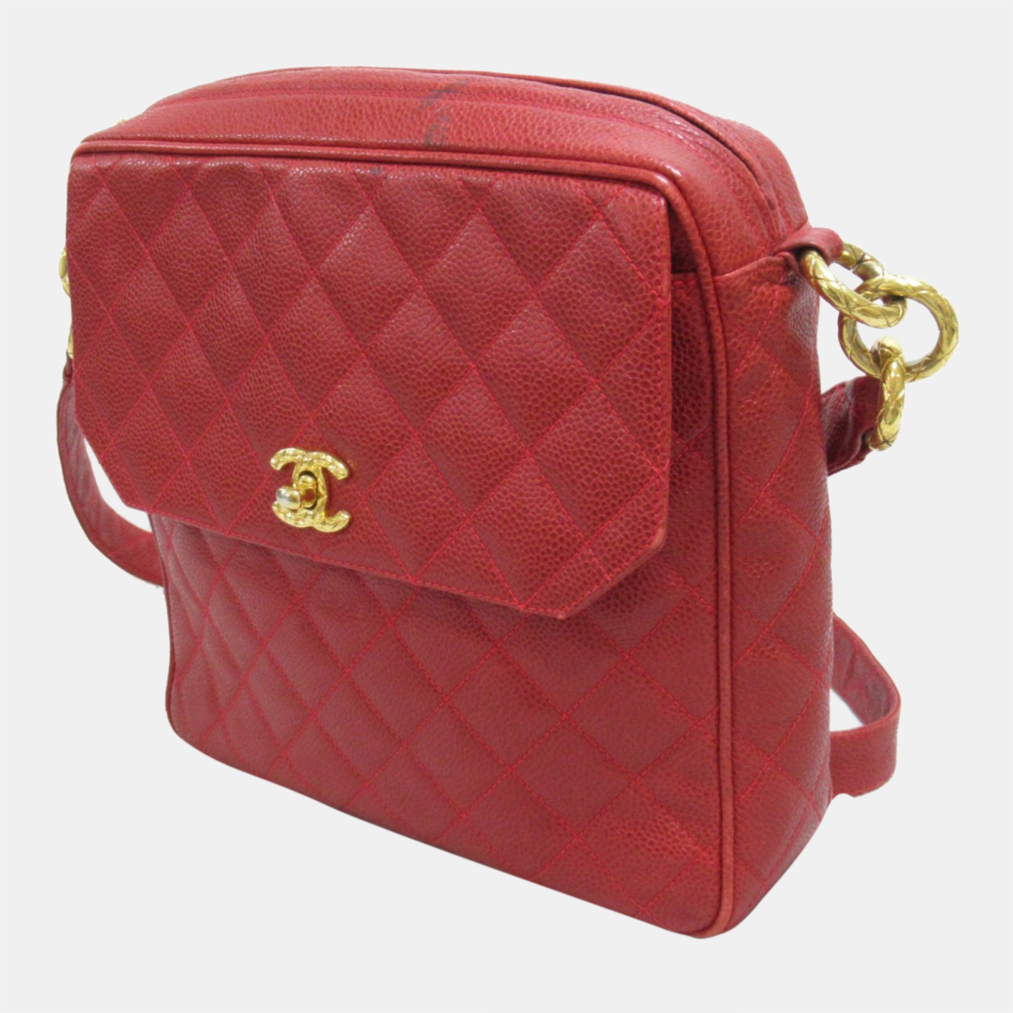 

Chanel Red CC Quilted Caviar Crossbody Bag