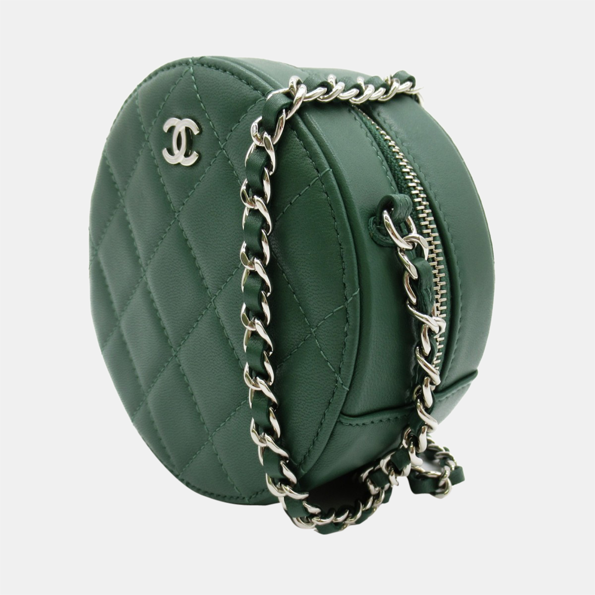 

Chanel Green Leather Matelasse Round Crossbody Bag
