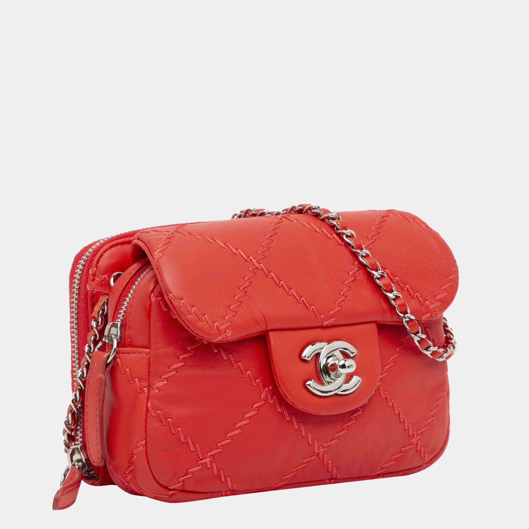 

Chanel Red Ultimate Stitch Mini Flap Wallet On Chain