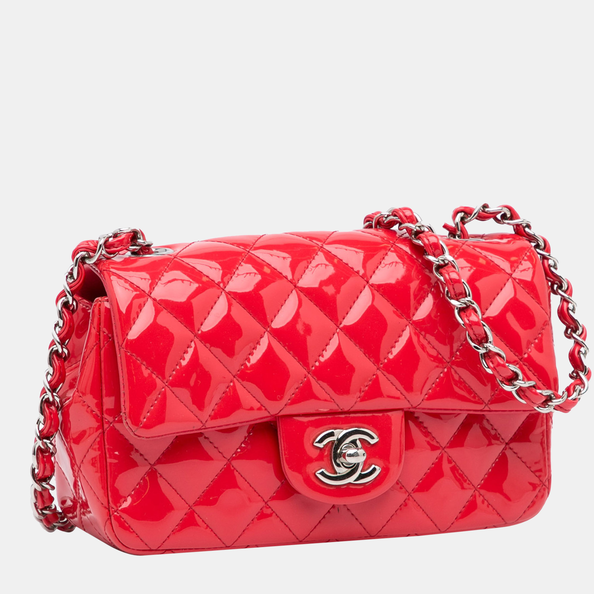 

Chanel Red New Mini Classic Patent Single Flap