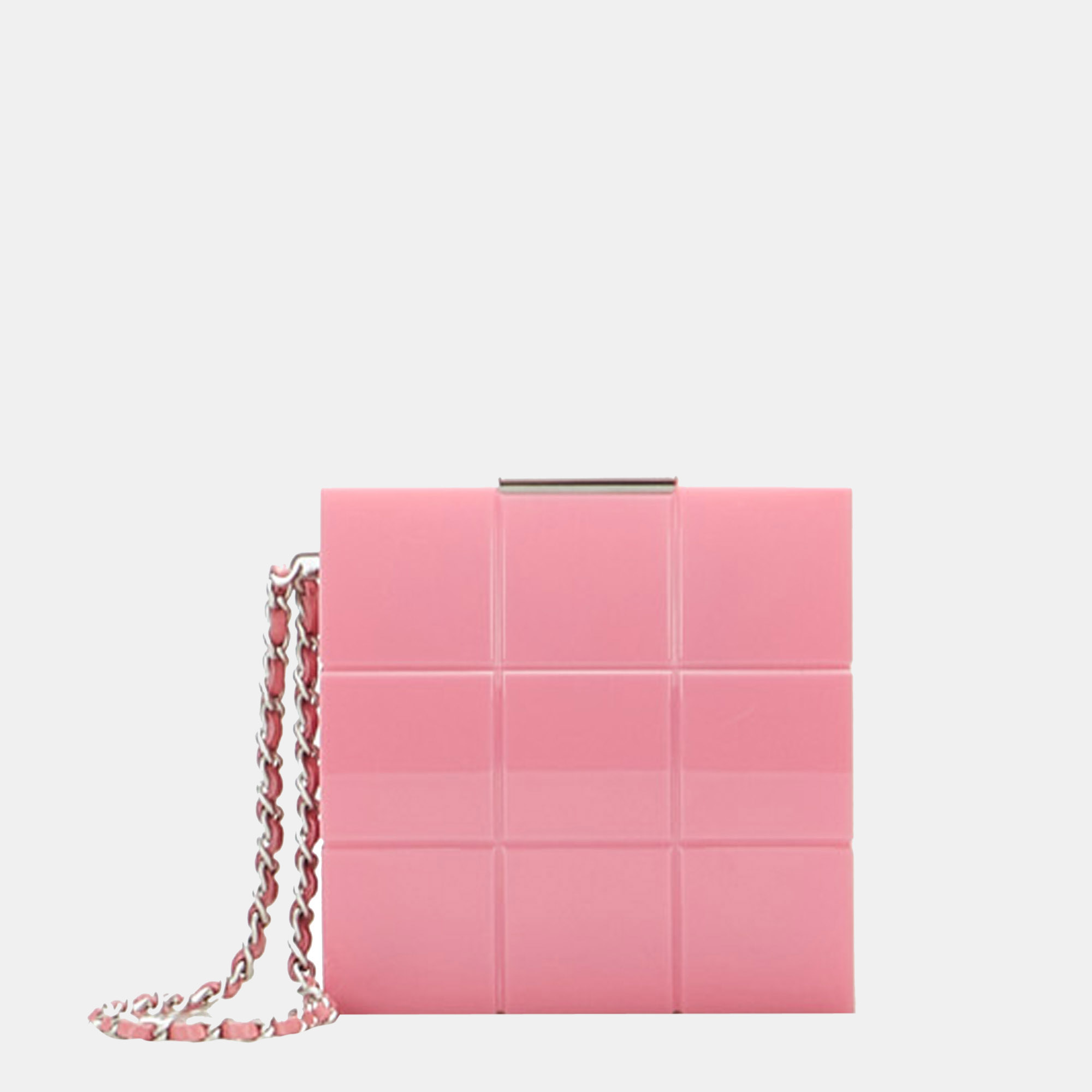Click to view more detailed imagery on our partner's website Pre-owned Chanel Pink Lucite Minaudiere Perspex Clutch Bag