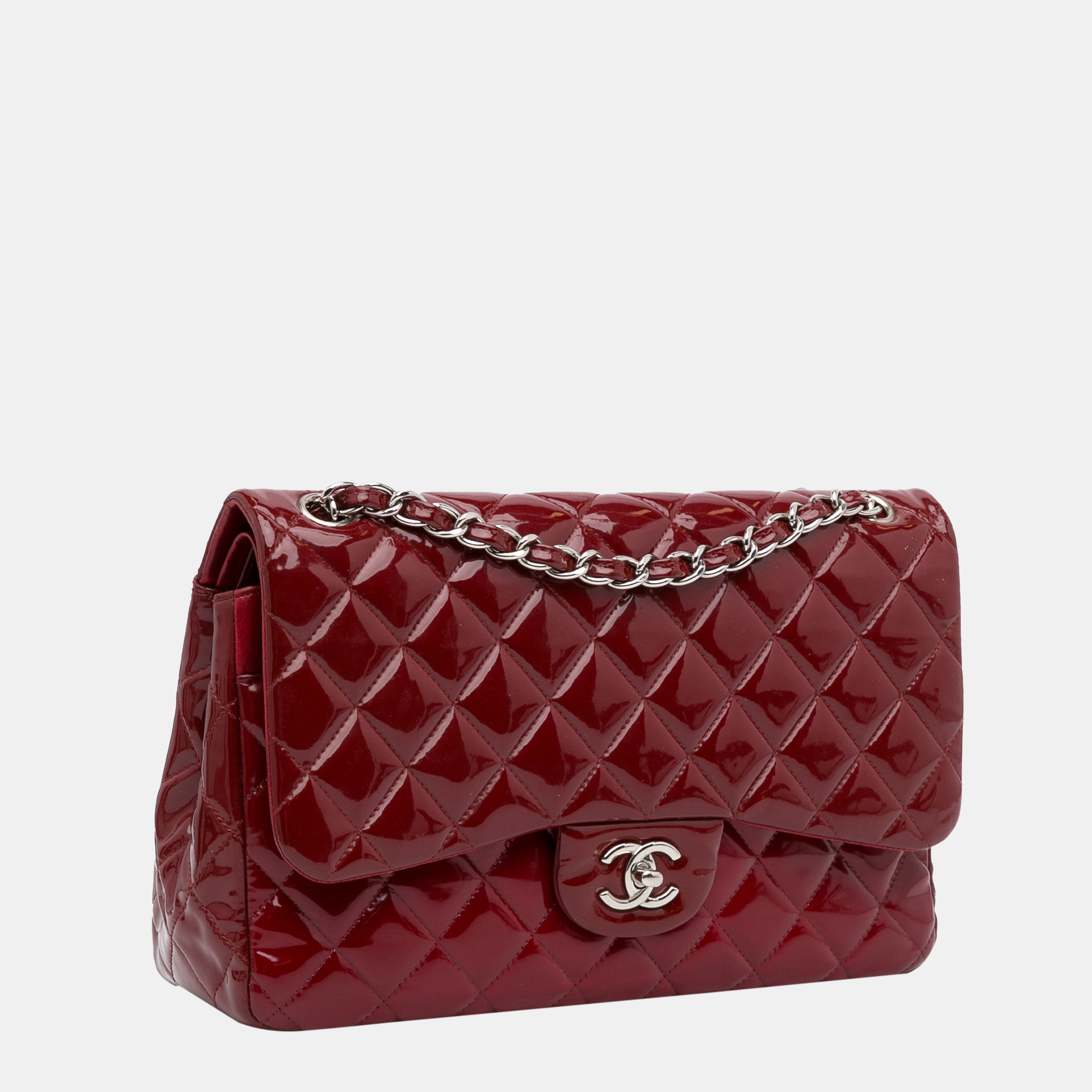 

Chanel Red Jumbo Classic Patent Double Flap