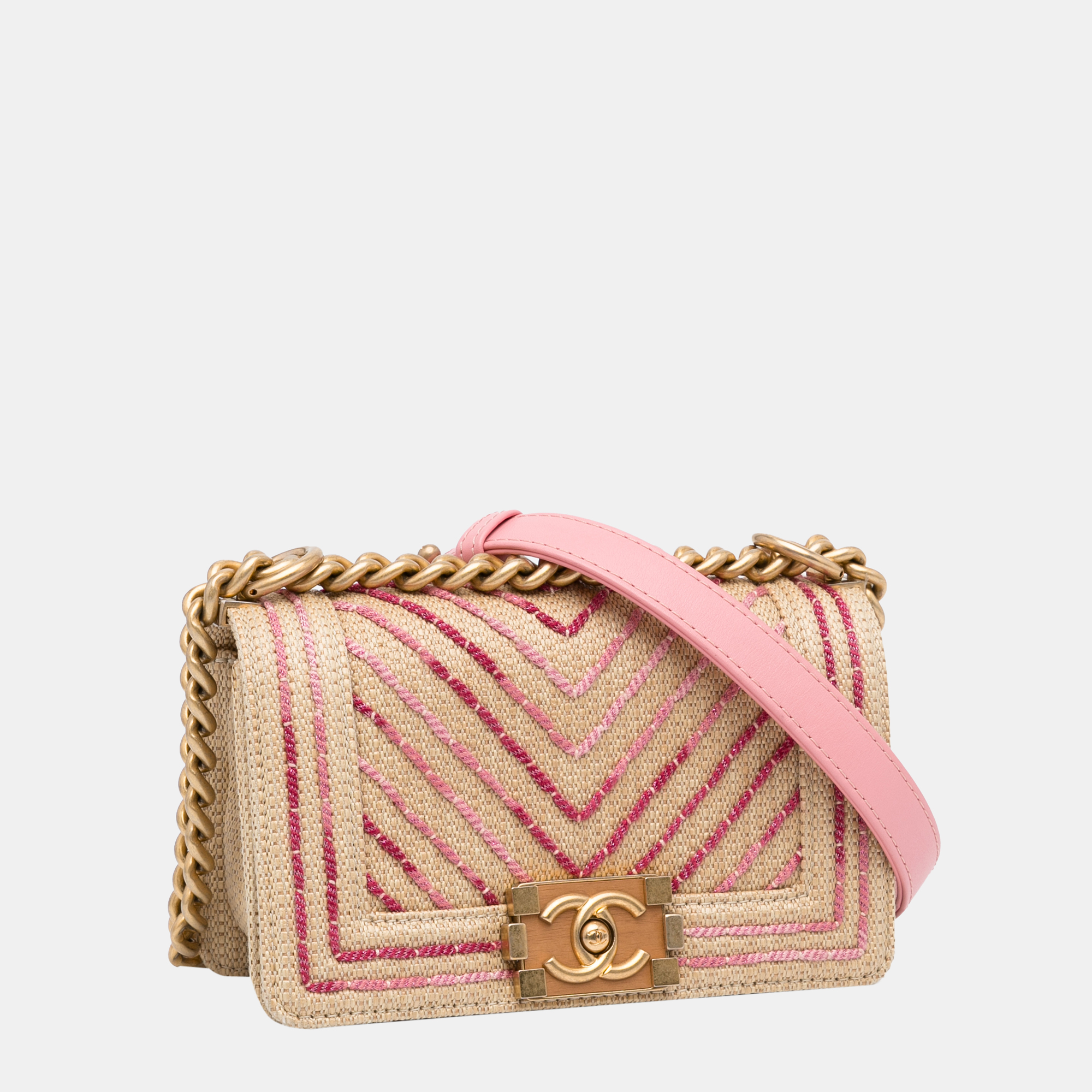 

Chanel Beige Raffia Le Boy Bag