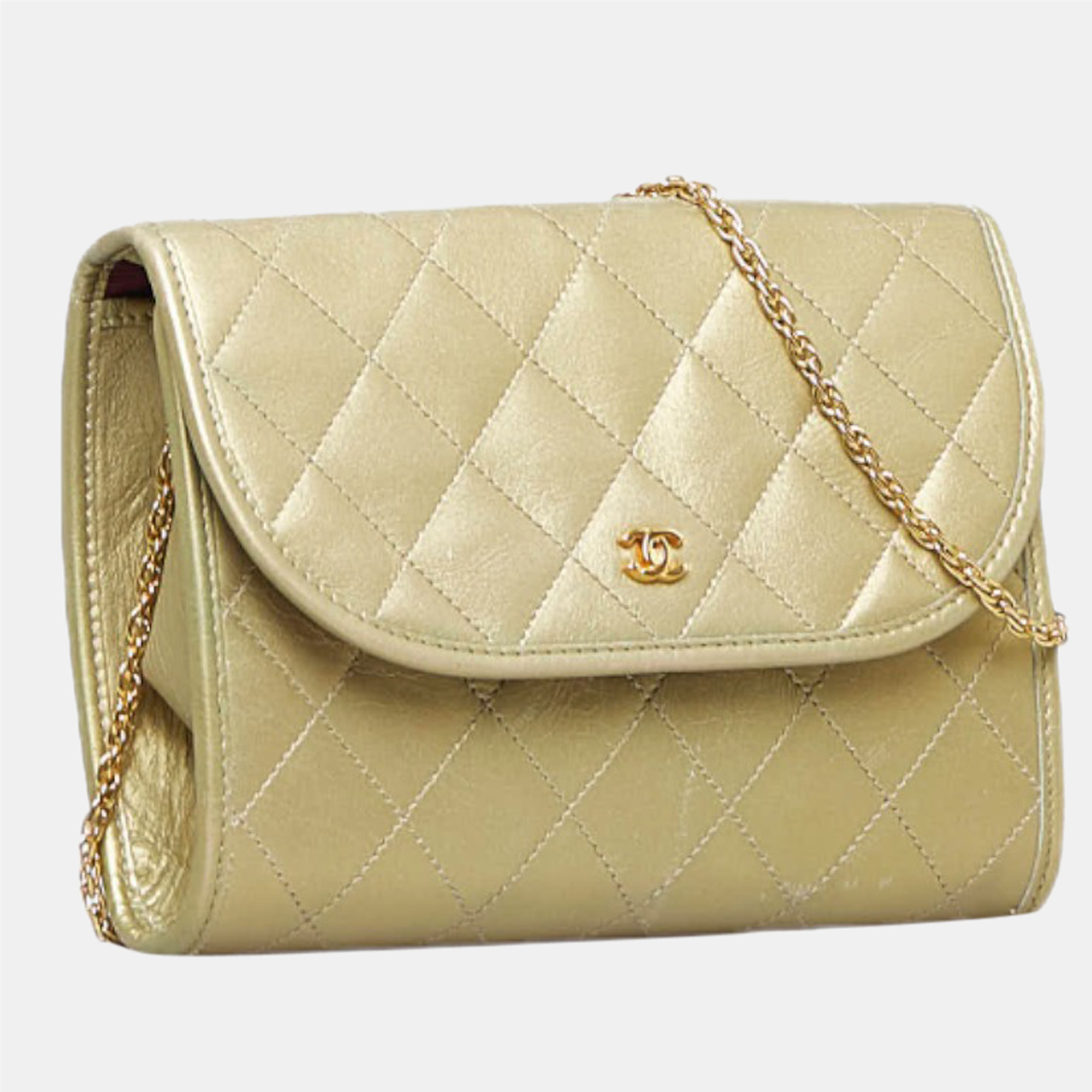 

Chanel Gold Quilted Leather Mini Chain Shoulder Bag