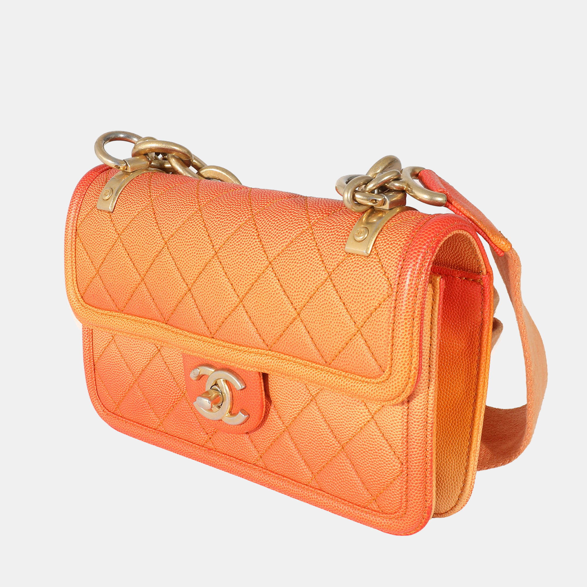 

Chanel Orange Quilted Caviar Small Sunset On The Sea Flap Bag