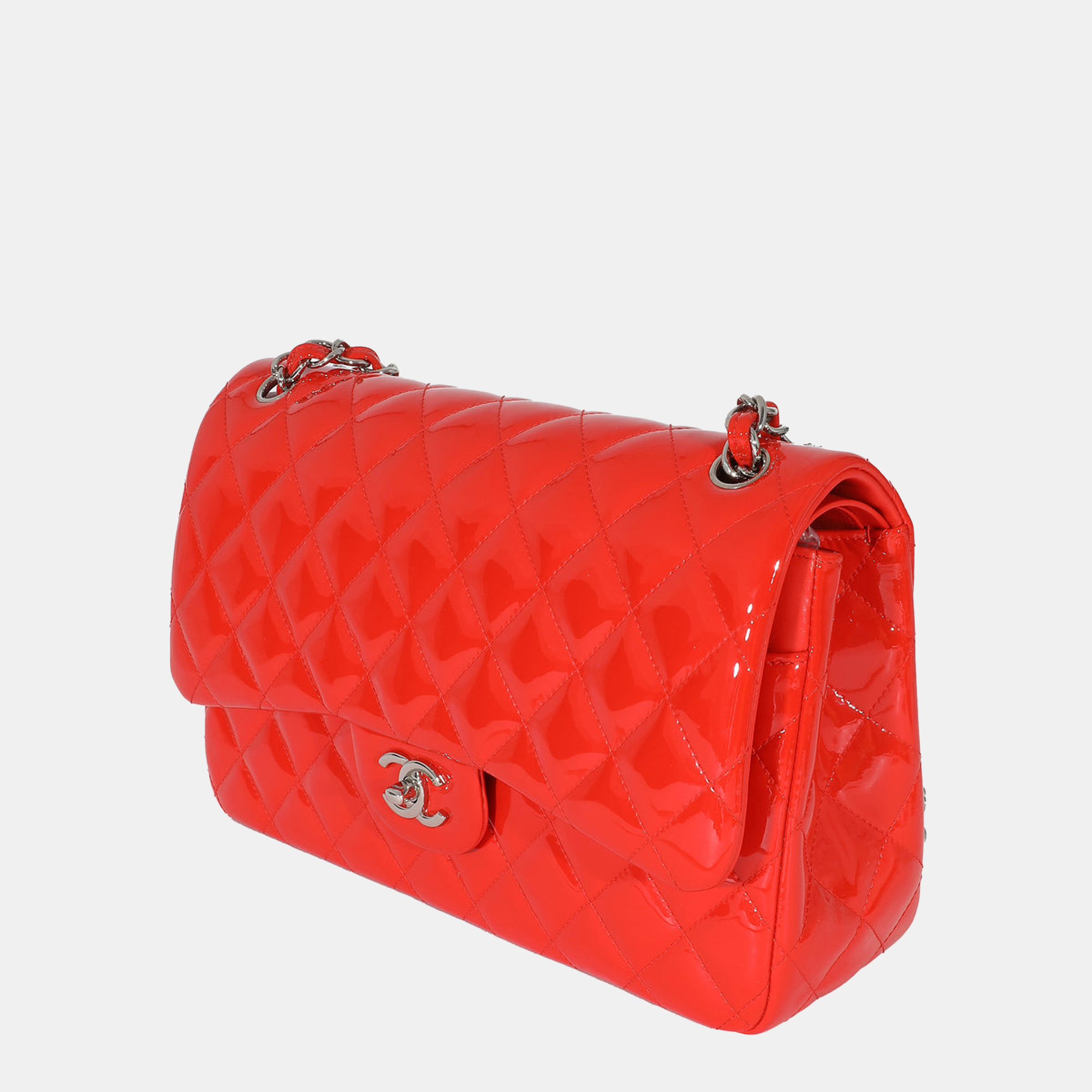

Chanel Red Patent Leather Jumbo Classic Double Flap Shoulder Bag
