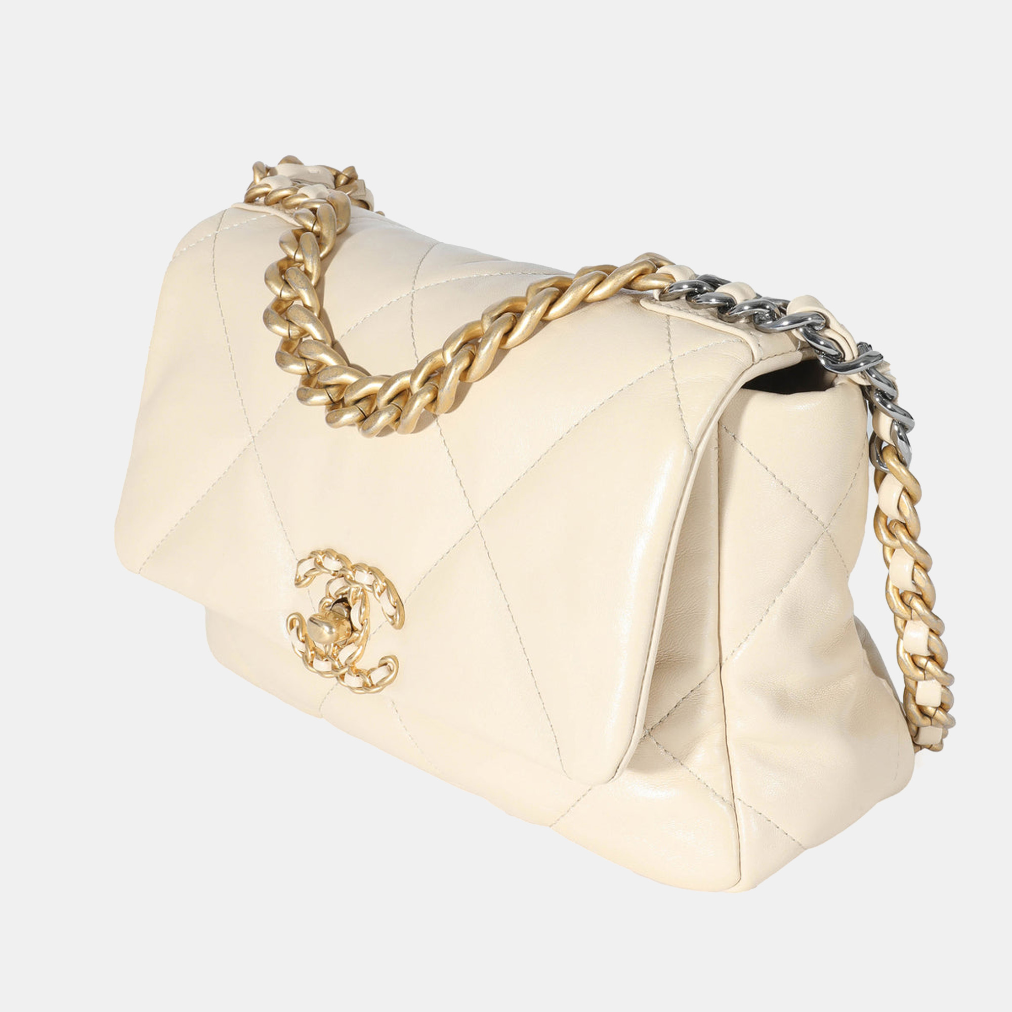 

Chanel Beige Quilted Leather Chanel 19 Flap Bag