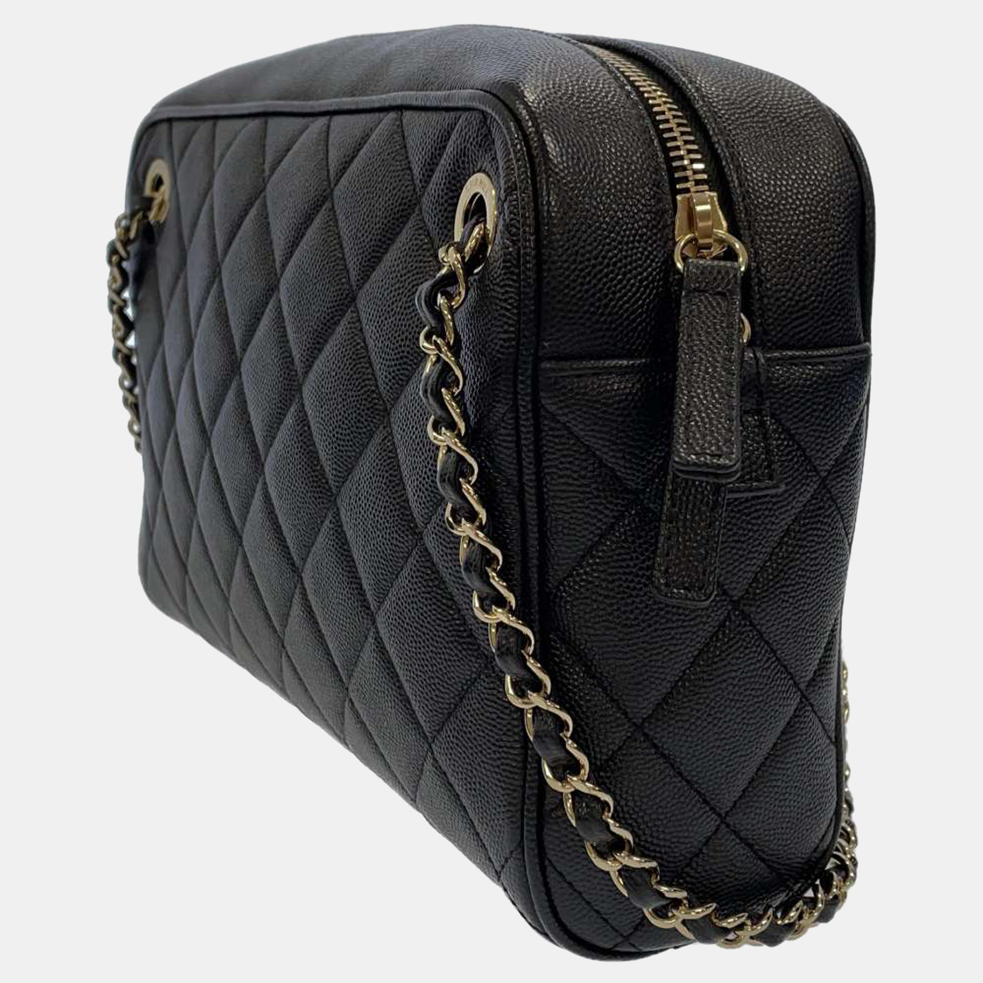 

Chanel Black Caviar Leather Quilted In and Out Camera Case Shoulder Bag