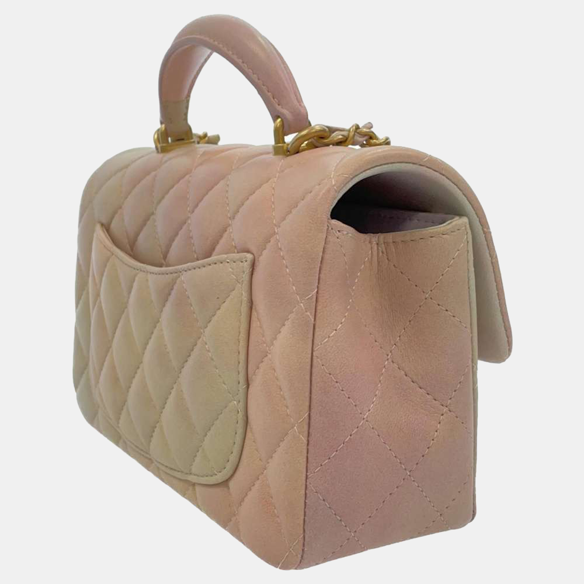 

Chanel Pink Lambskin Leather Rectangular Flap Bag Top Handle Shoulder Bags