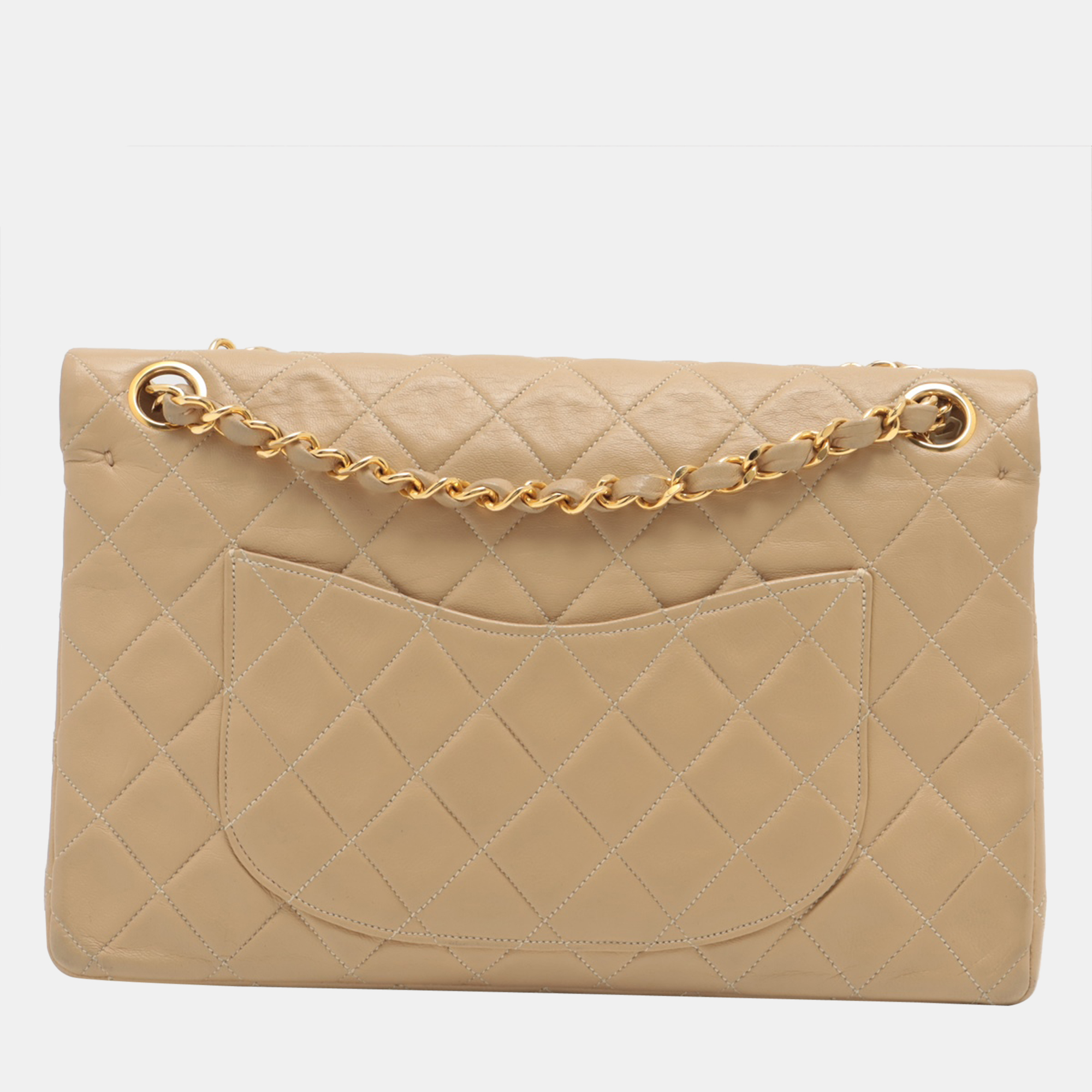 

Chanel Beige Leather Medium Classic Double Flap Shoulder Bag