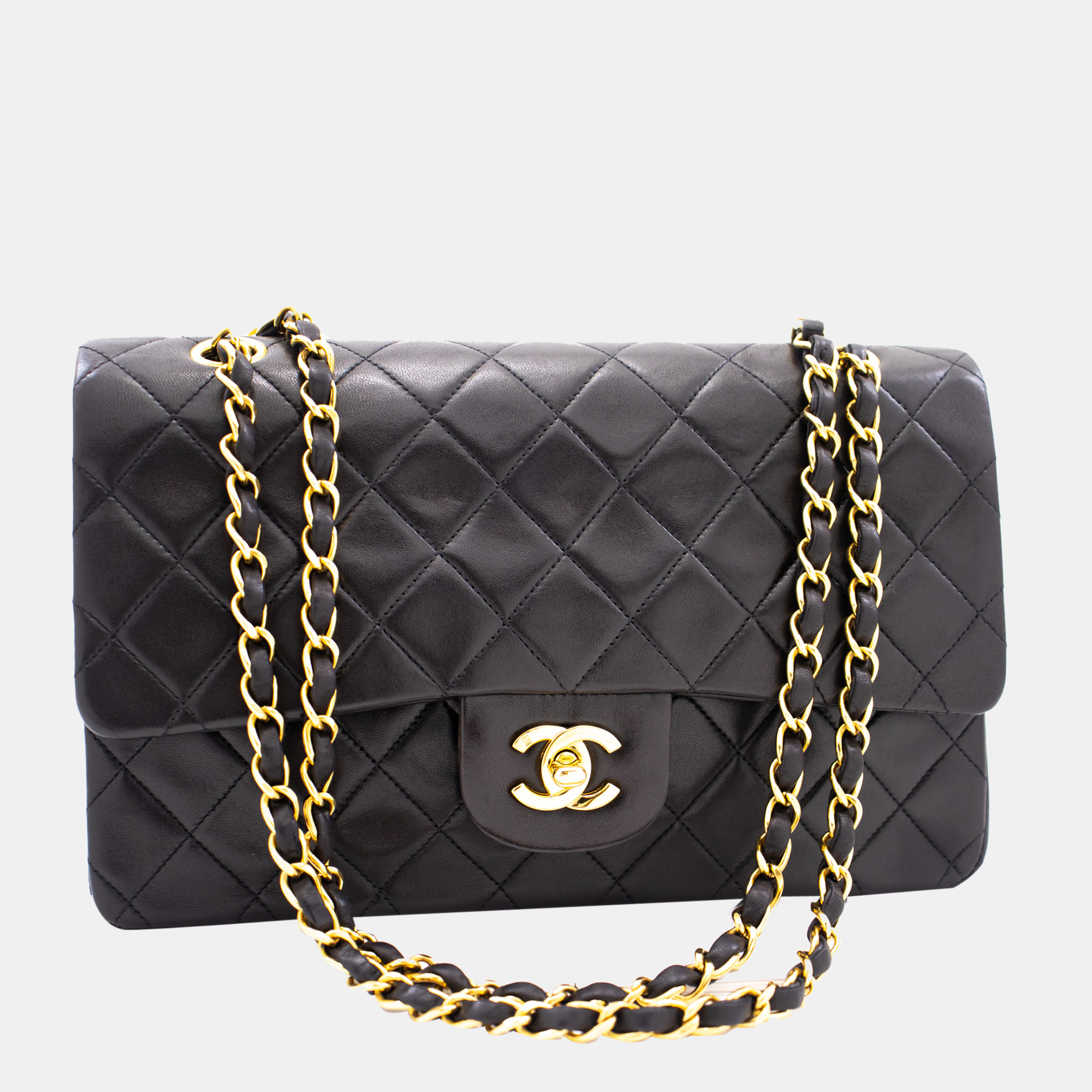 Pre-owned Chanel Black Leather Vintage Jumbo Classic Double Flap