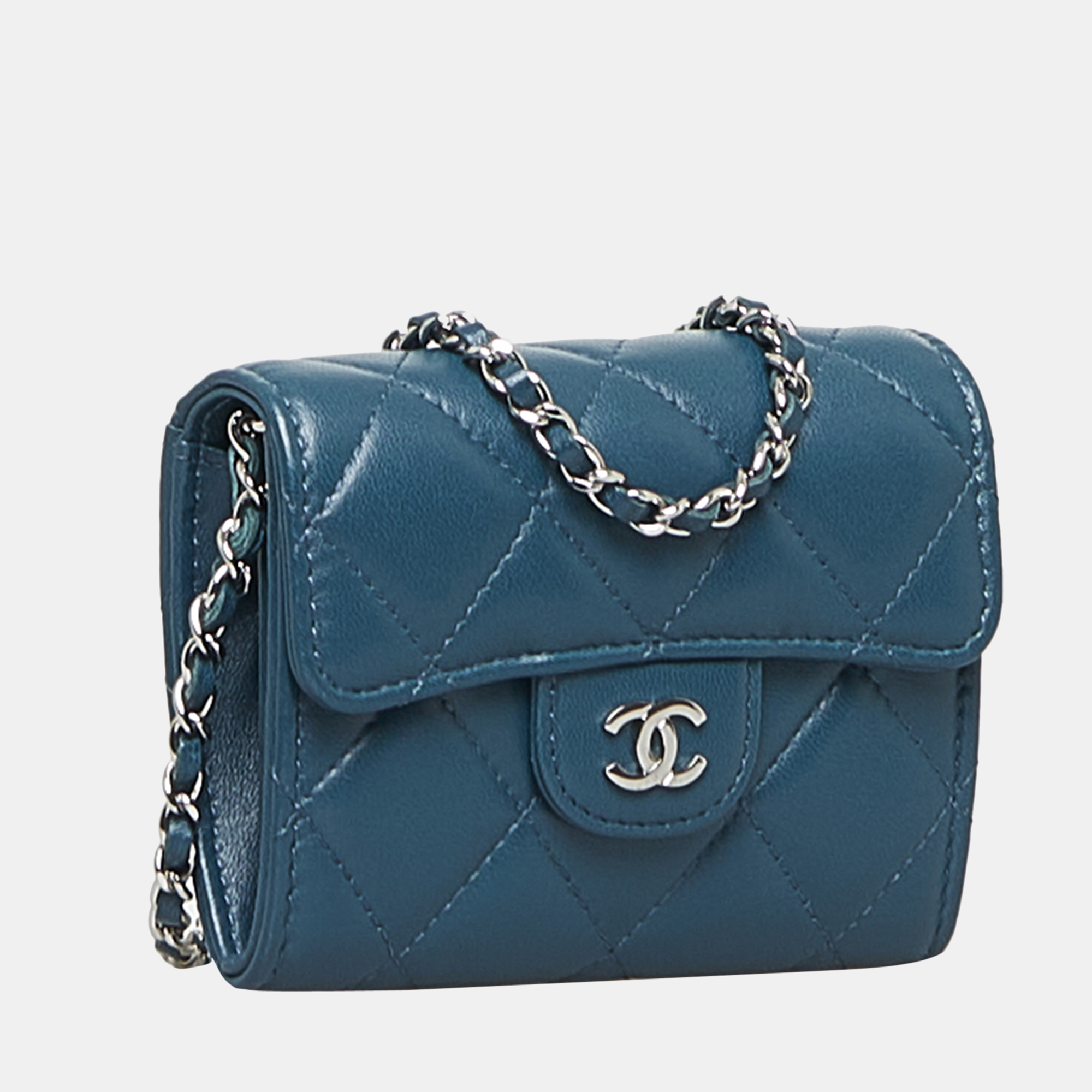 

Chanel Blue Classic Compact Wallet On Chain