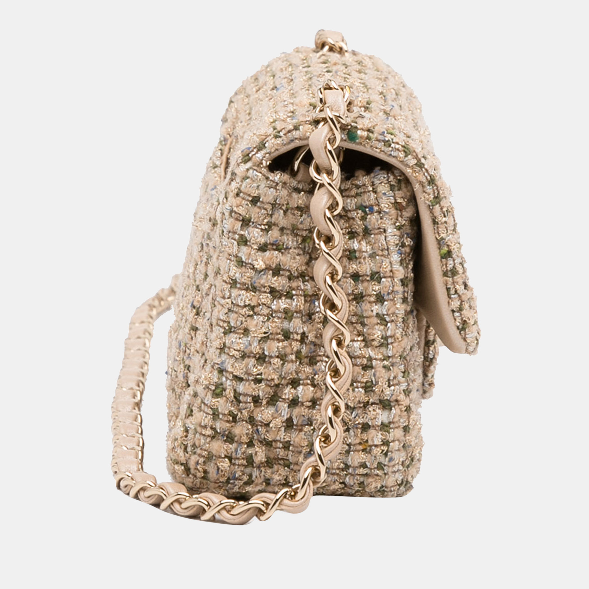 

Chanel Beige Mini Tweed Flap Crossbody Bag