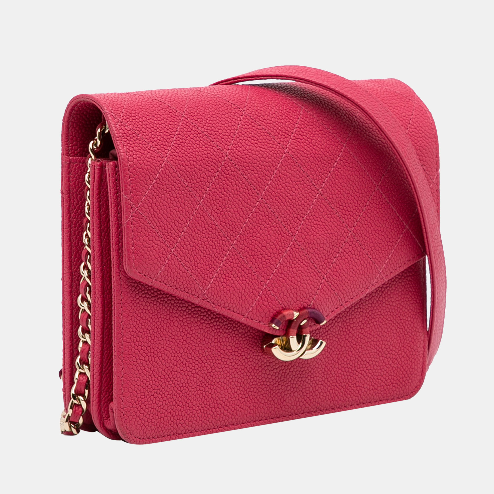 

Chanel Pink CC Caviar Wallet on Chain