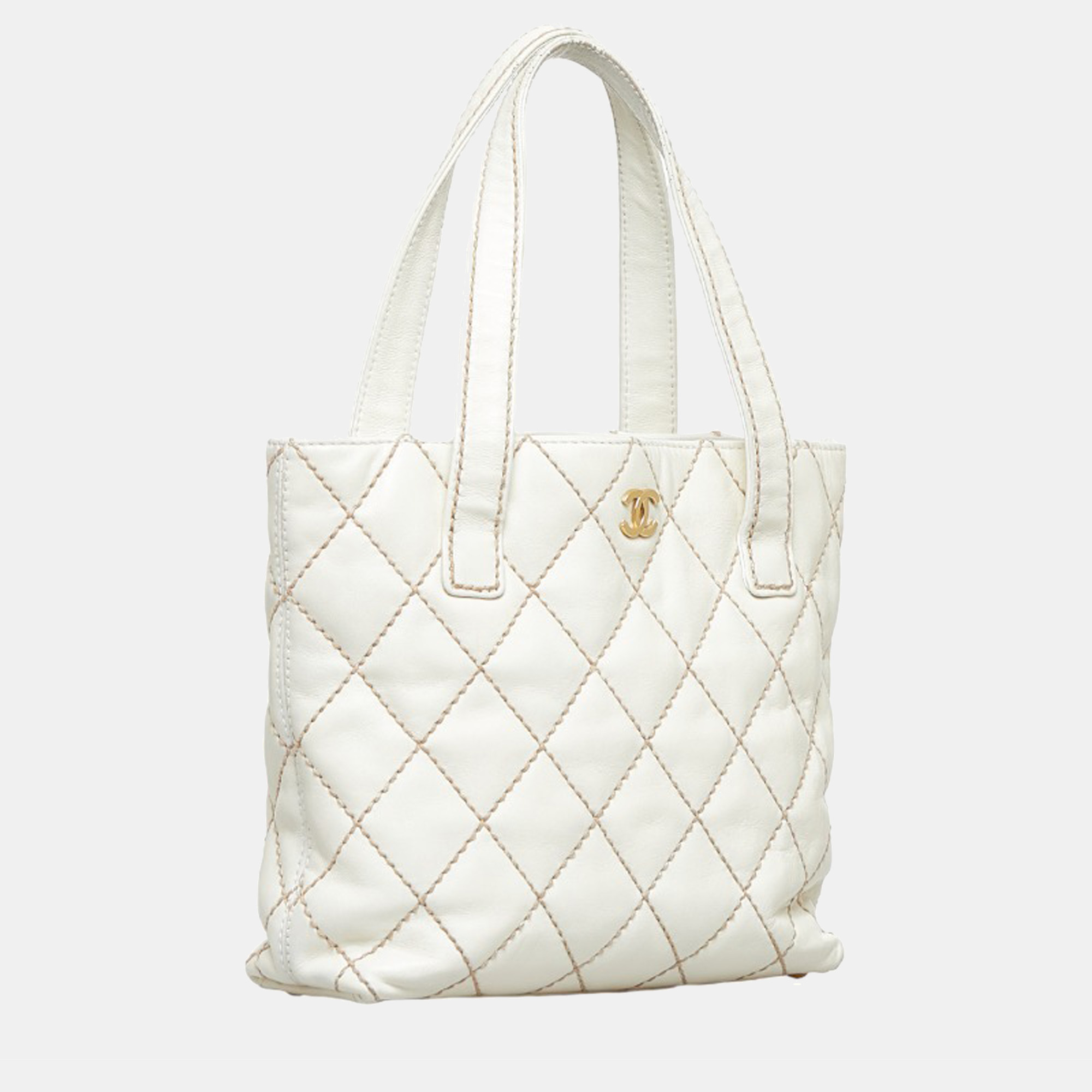 

Chanel White CC Wild Stitch Leather Handbag