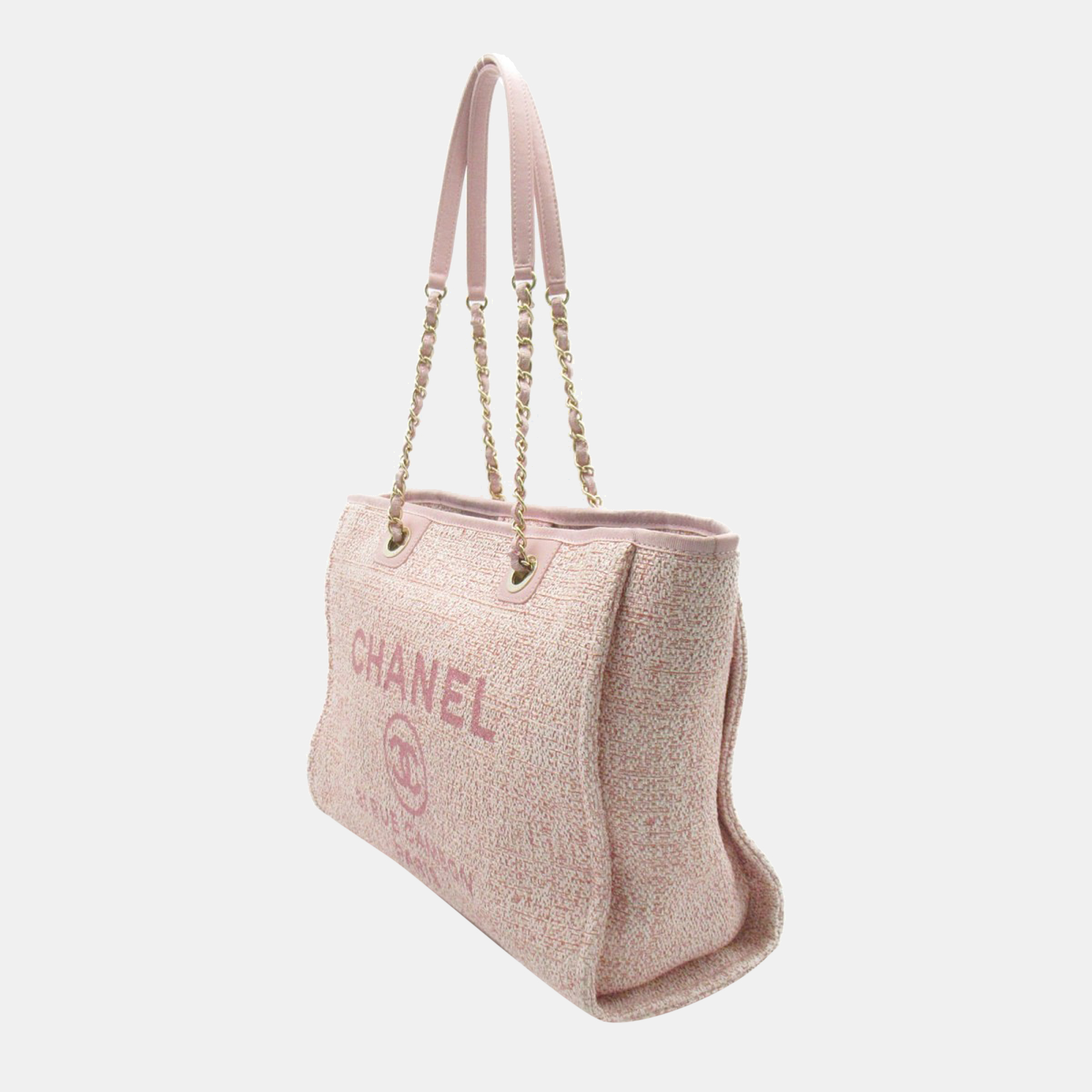 

Chanel Pink Canvas Tweed Deauville Shopping Tote Tote Bag