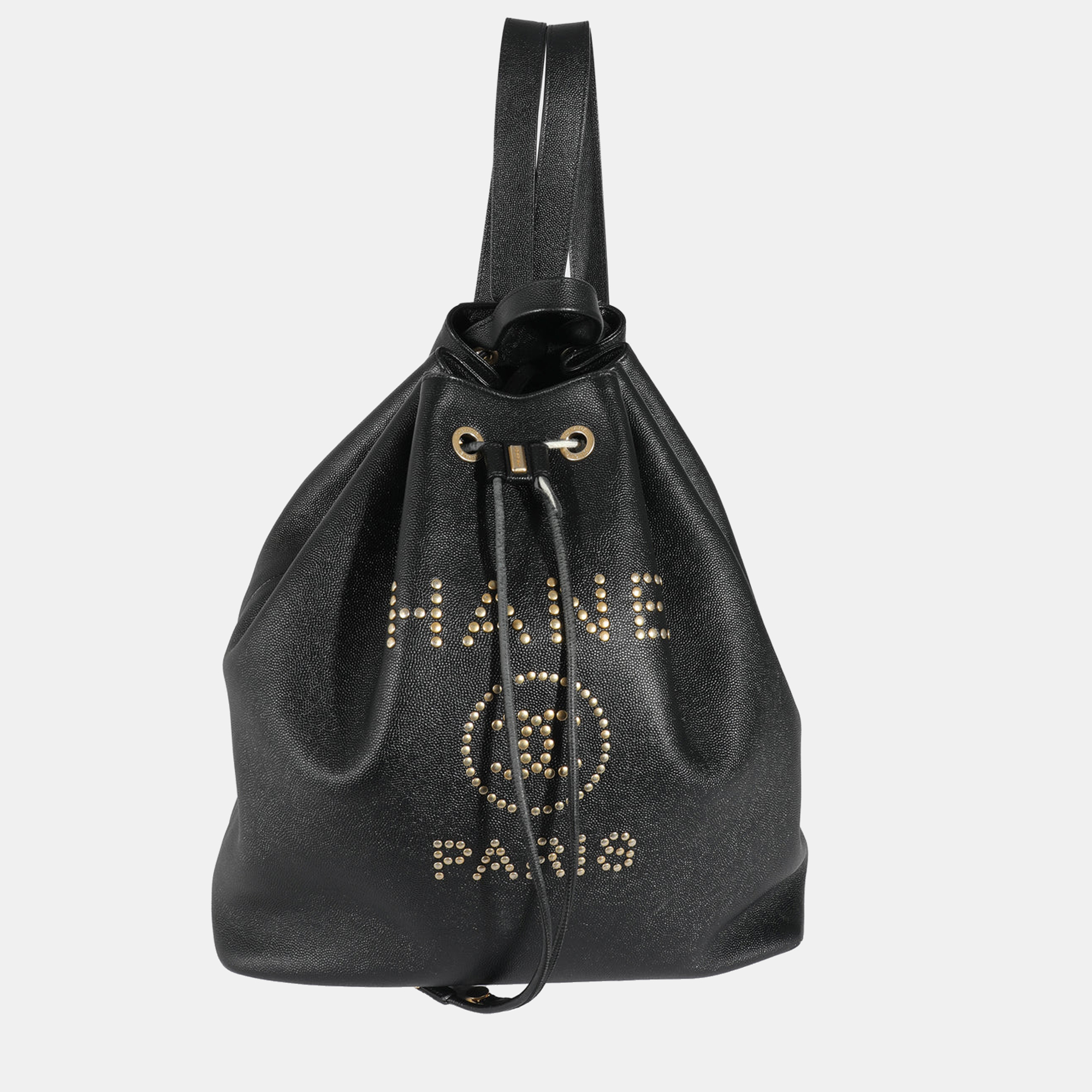 CHANEL BLACK CAVIAR DEAUVILLE DRAWSTRING BACKPACK