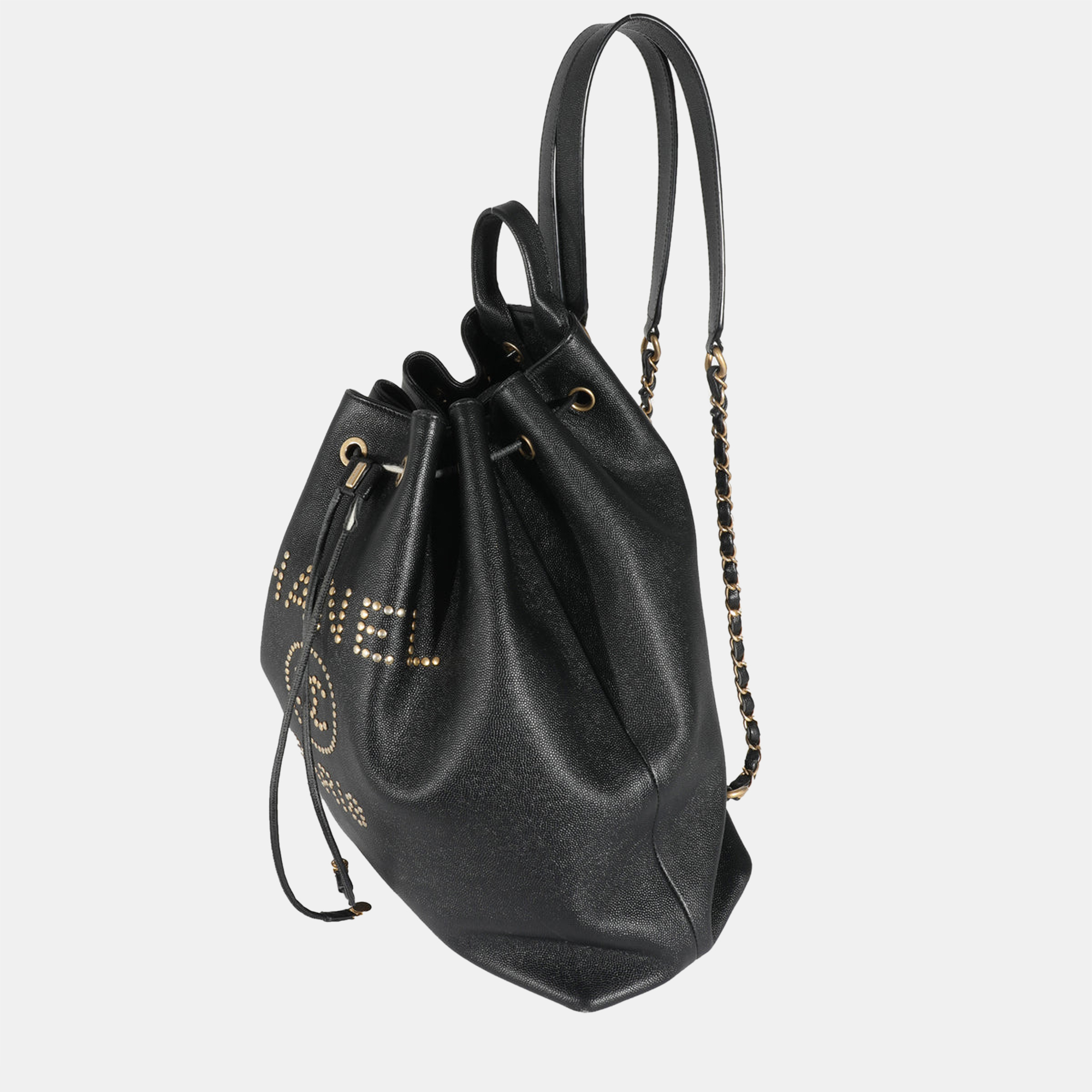 

Chanel Black Caviar Deauville Drawstring Backpack