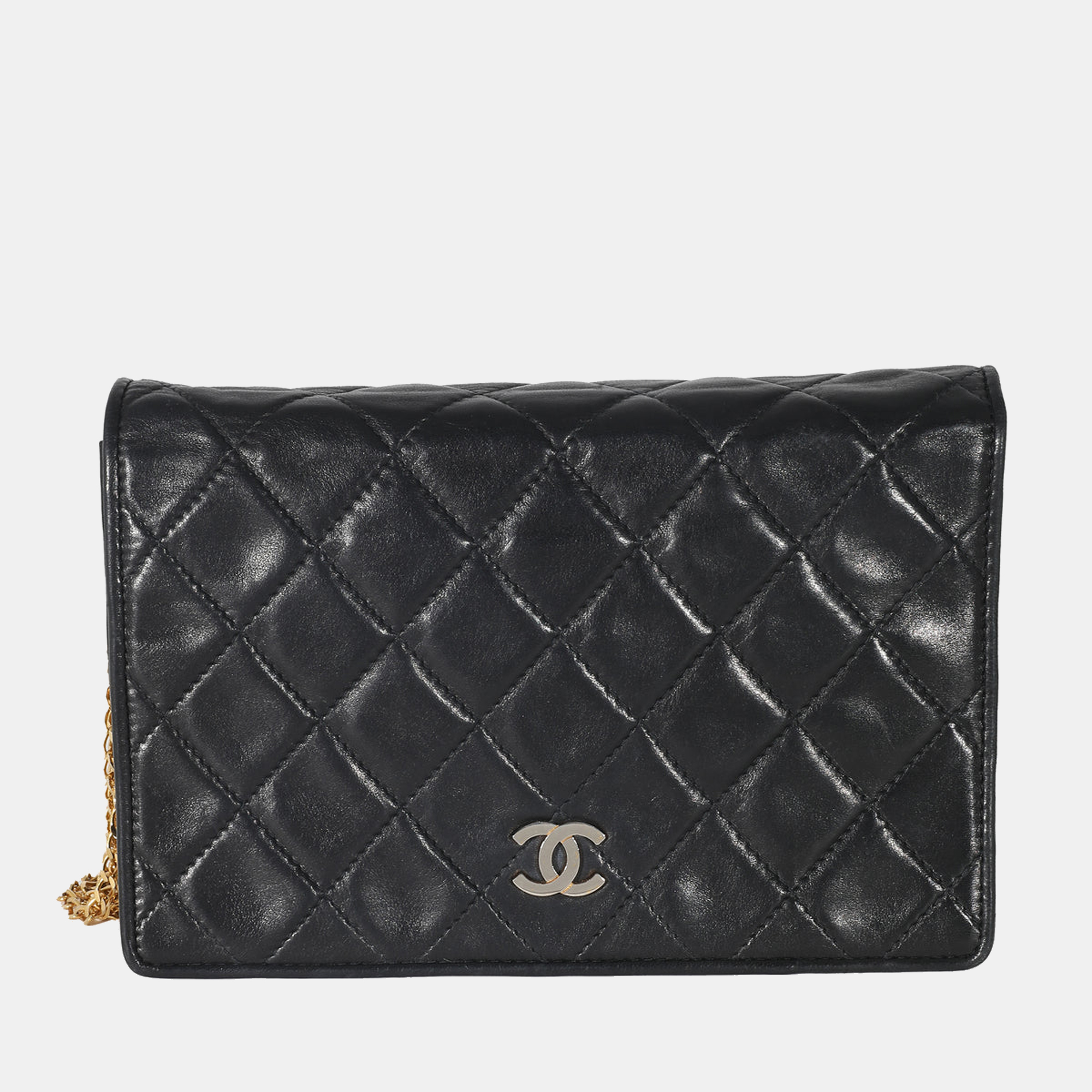 CHANEL BLACK LAMBSKIN MULTI CHAIN FLAP BAG