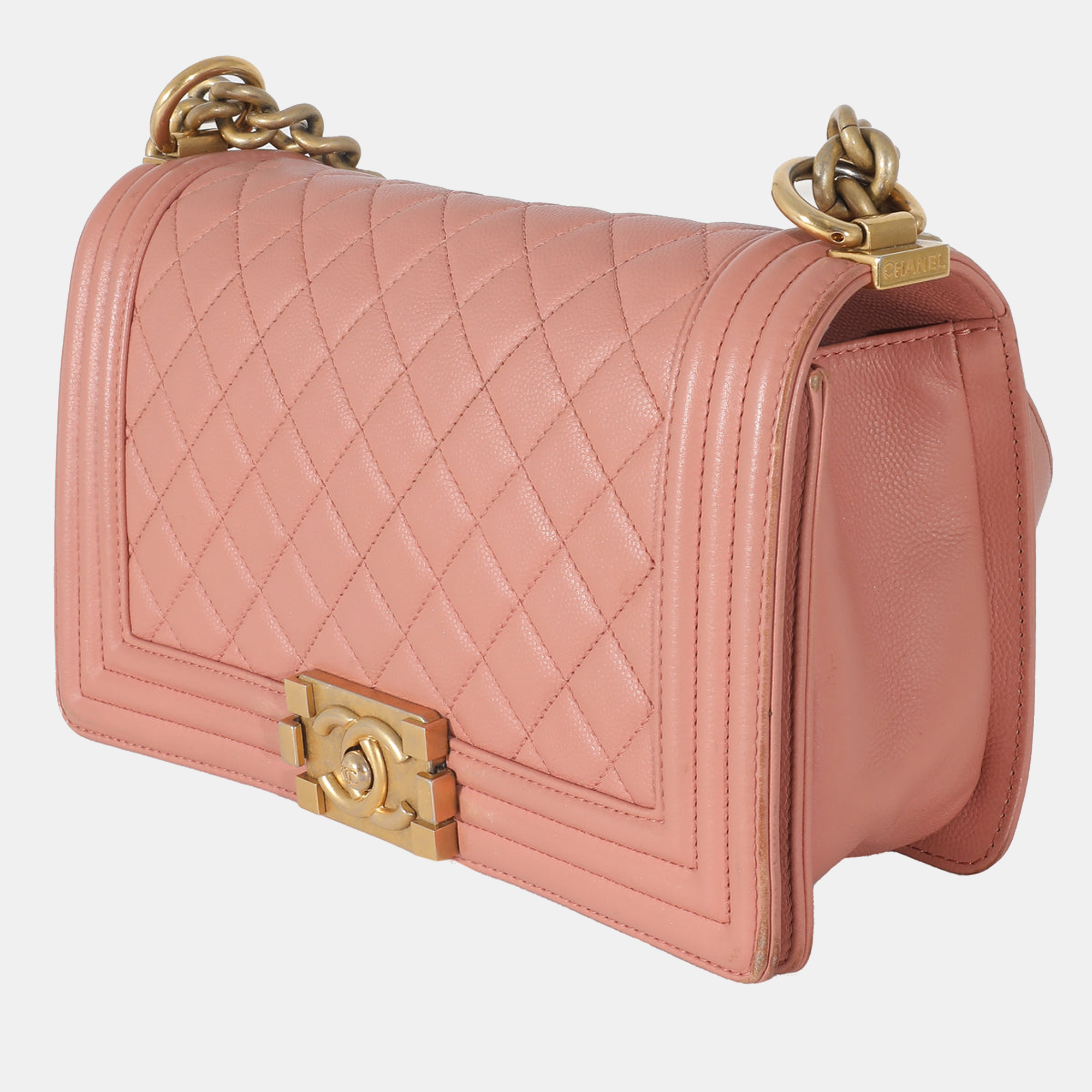 

Chanel Pink Quilted Caviar Leather Old Medium Boy Bag