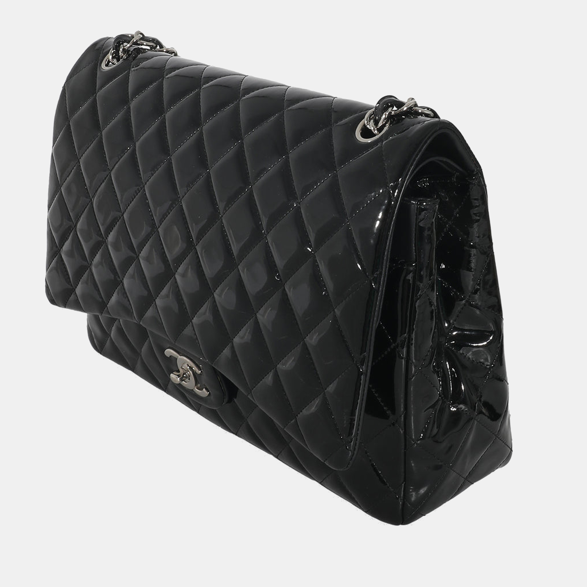 

Chanel Black Quilted Patent Leather Classic Maxi Flap Bag