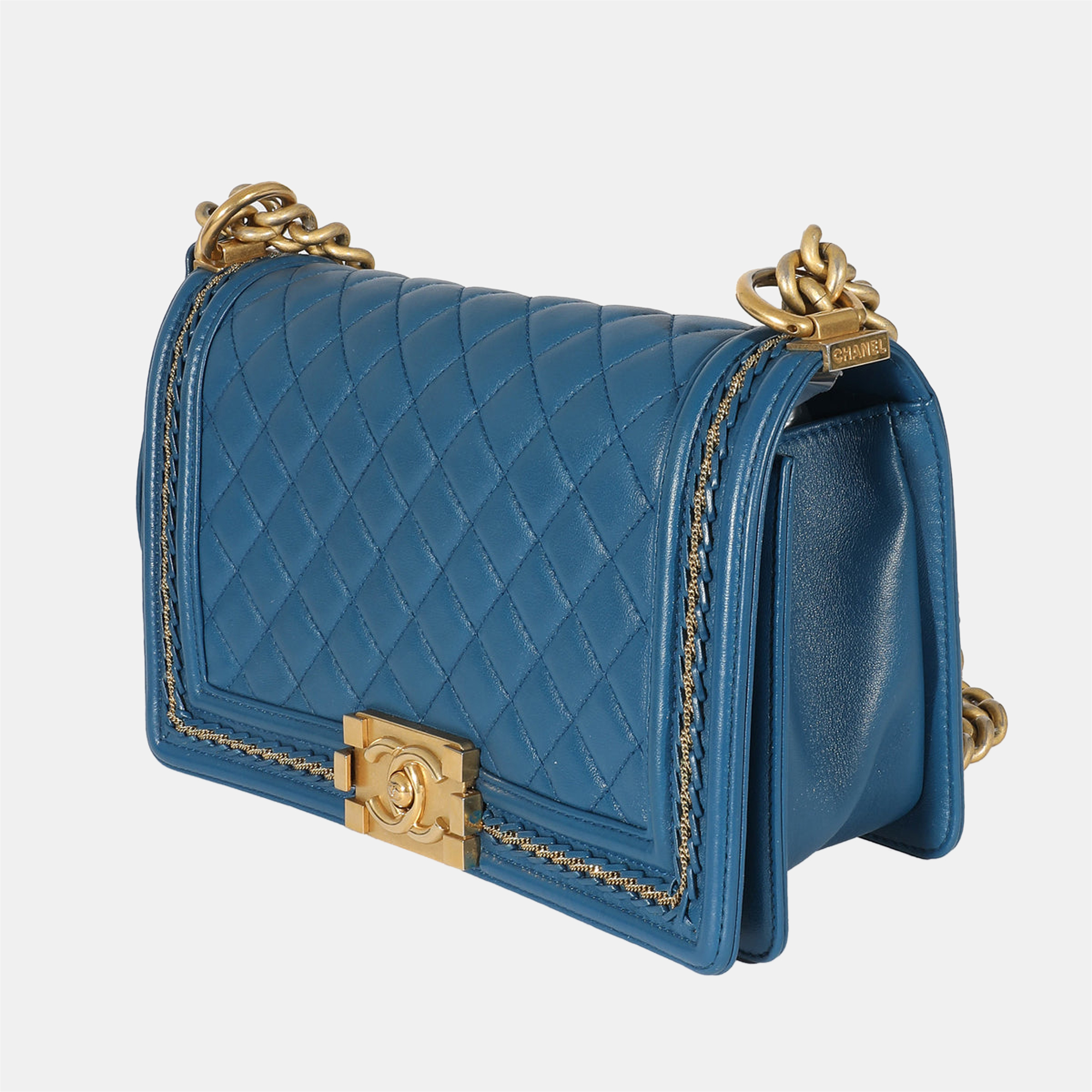 

Chanel Blue Lambskin Medium Boy Bag
