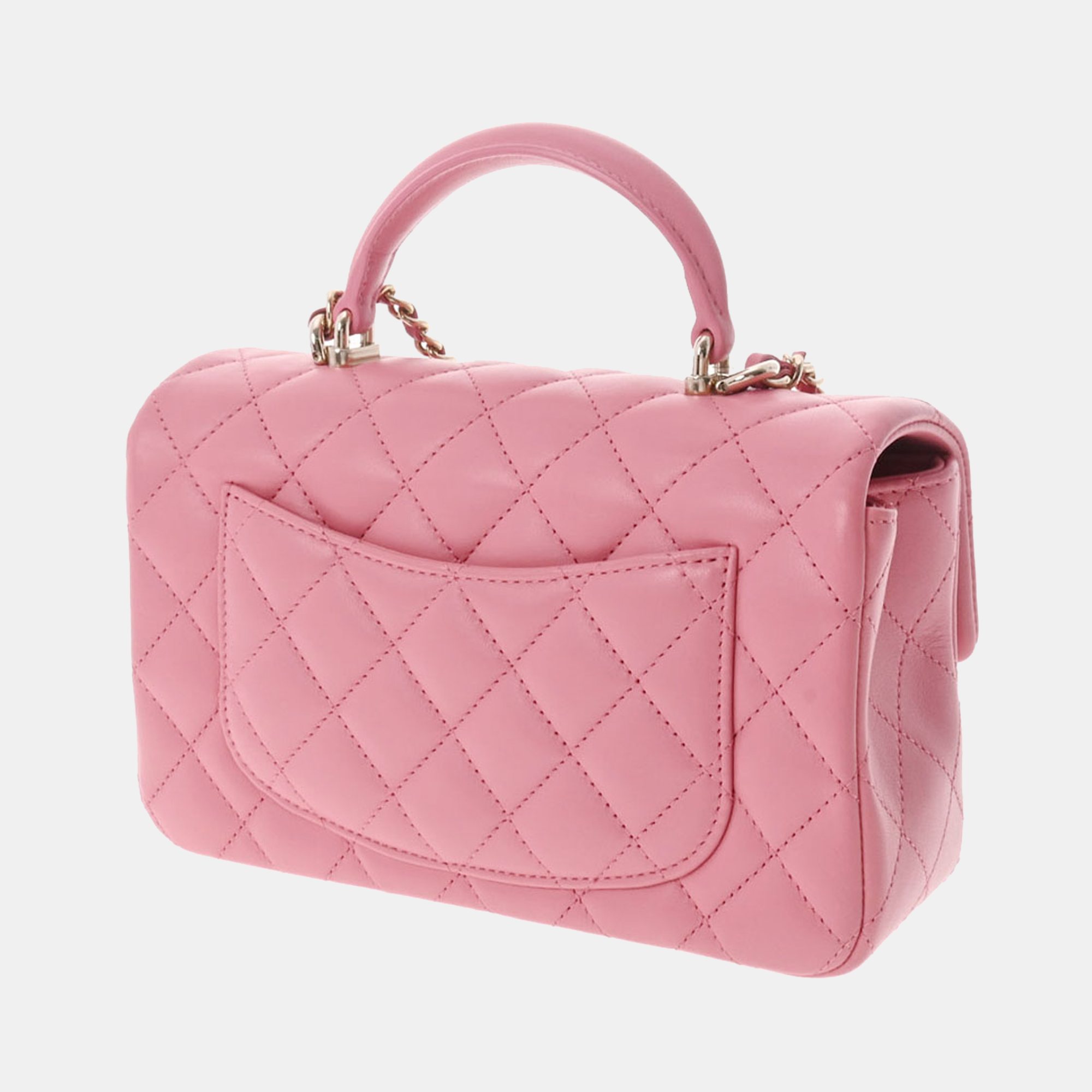 

Chanel Pink Leather Mini Rectangular Flap Top Handle Bag