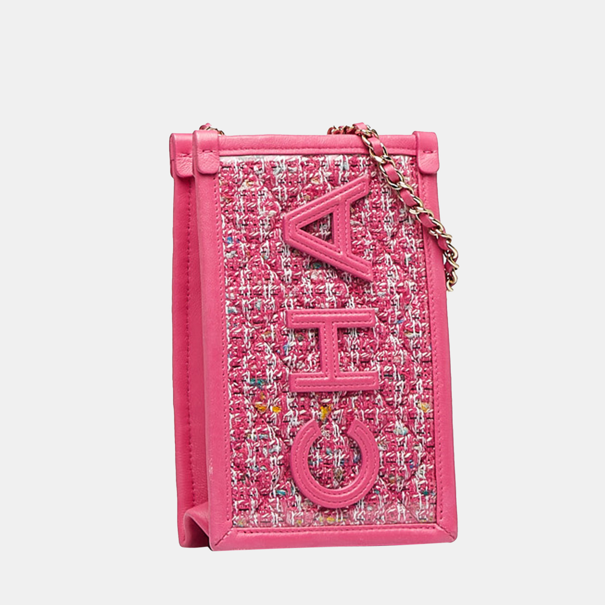 

Chanel Pink Tweed Logo Phone Case