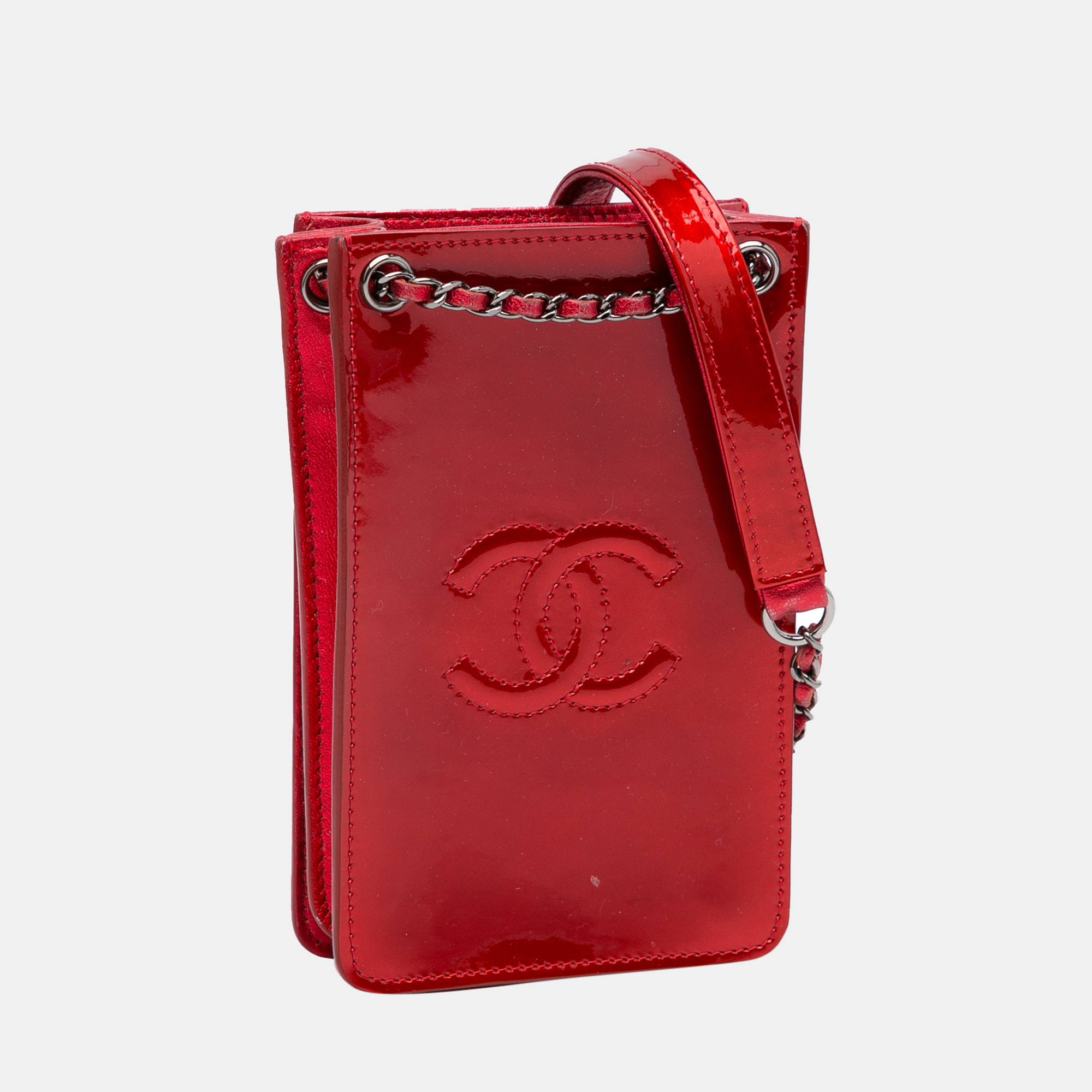 

Chanel Red CC Phone Holder Chain Crossbody
