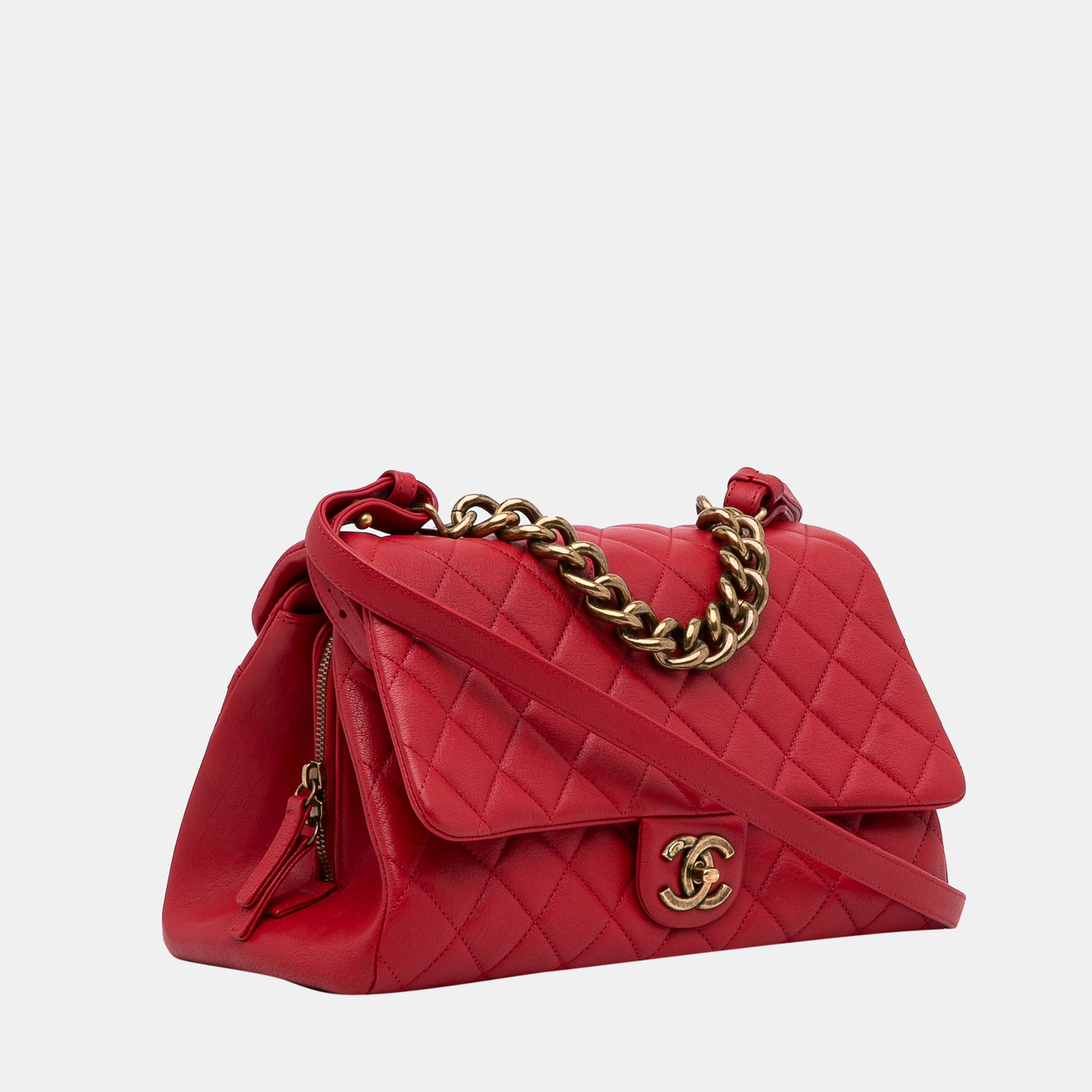 

Chanel Red Large Paris Rome Calfskin Trapezio Bag