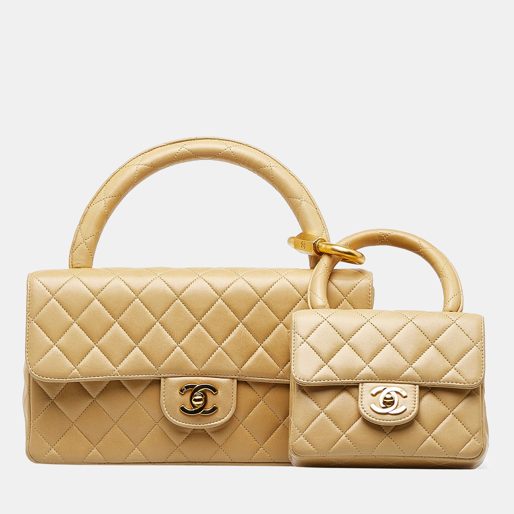 

Chanel Beige Parent Child Kelly Set