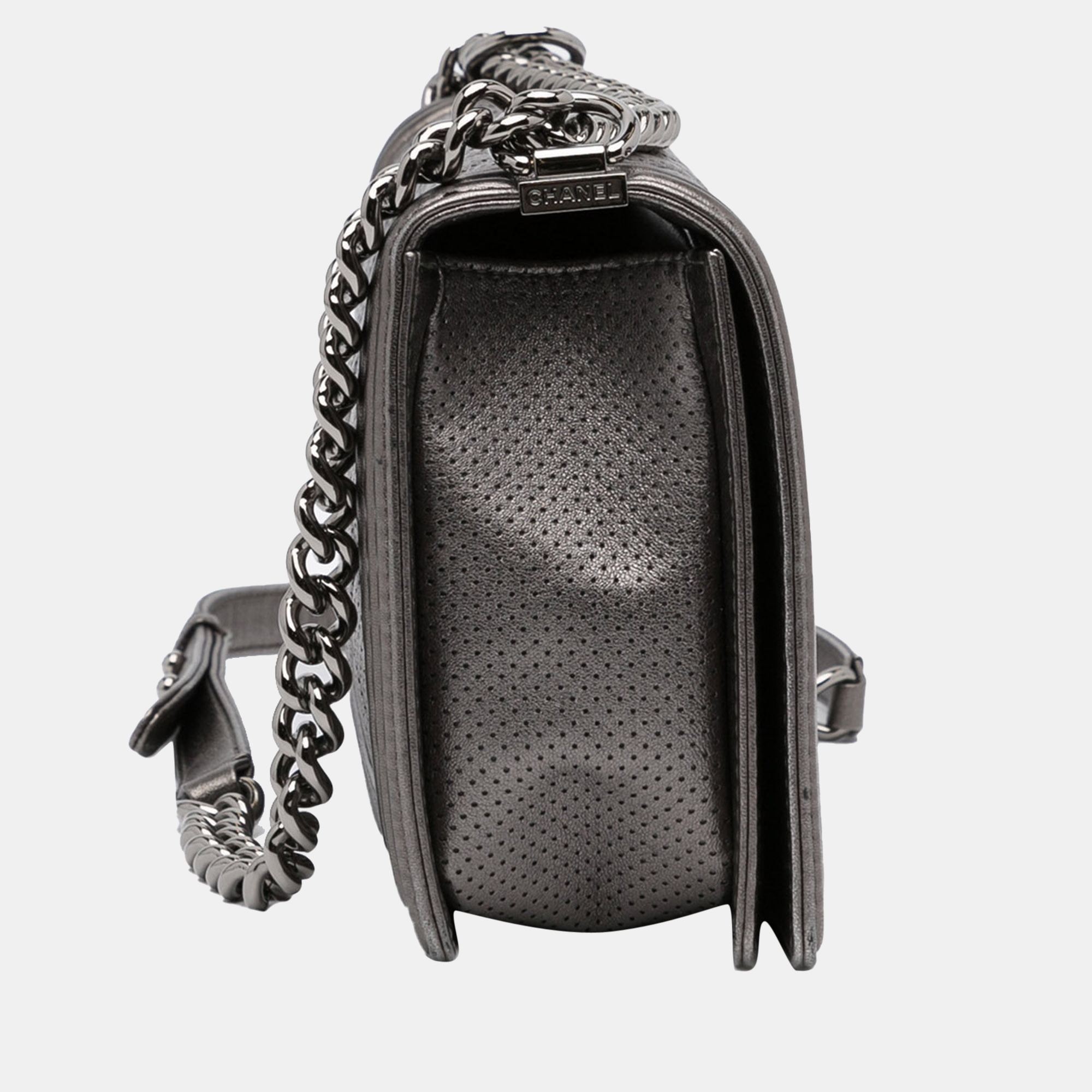 

Chanel Silver Medium Boy Flap Bag