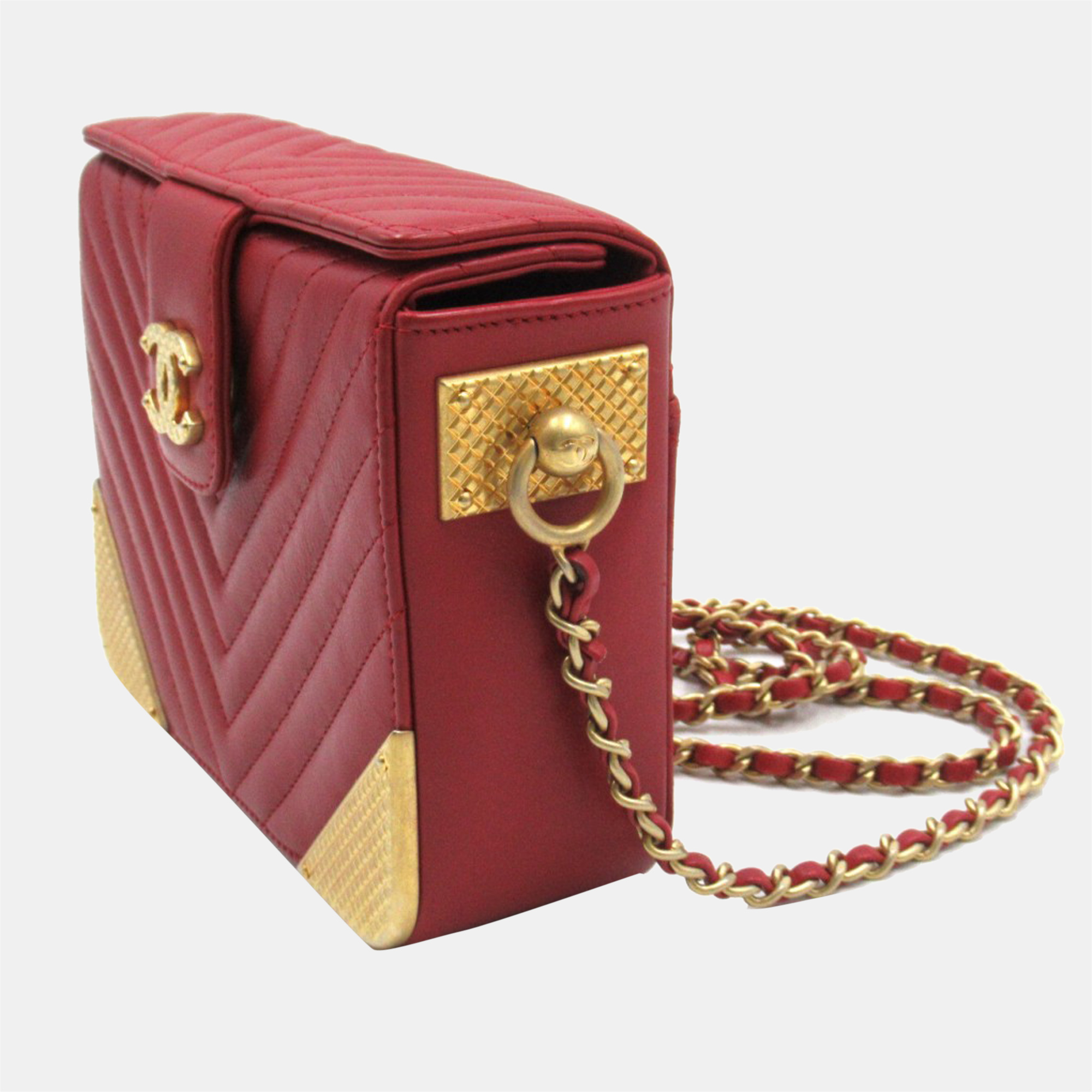 

Chanel Red Chevron Leather Rock The Corners Minaudière Shoulder Bag