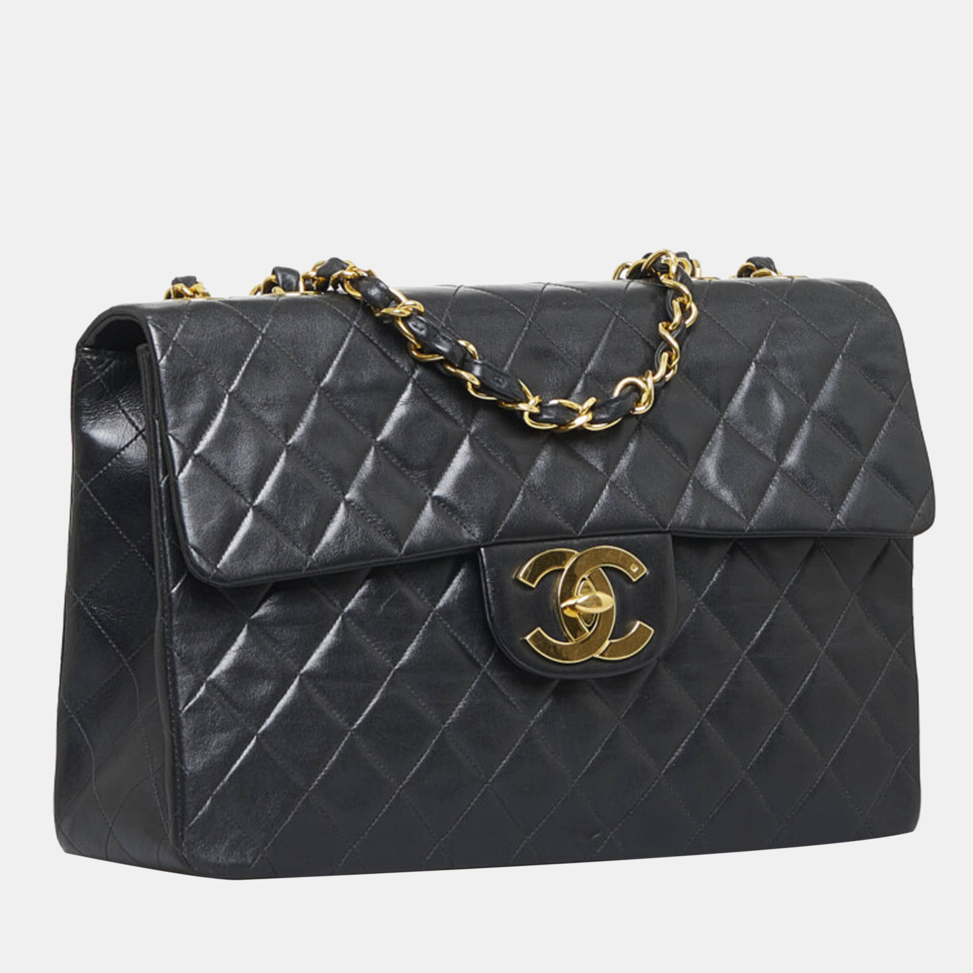 

Chanel Black Leather Maxi Classic Single Flap Bag