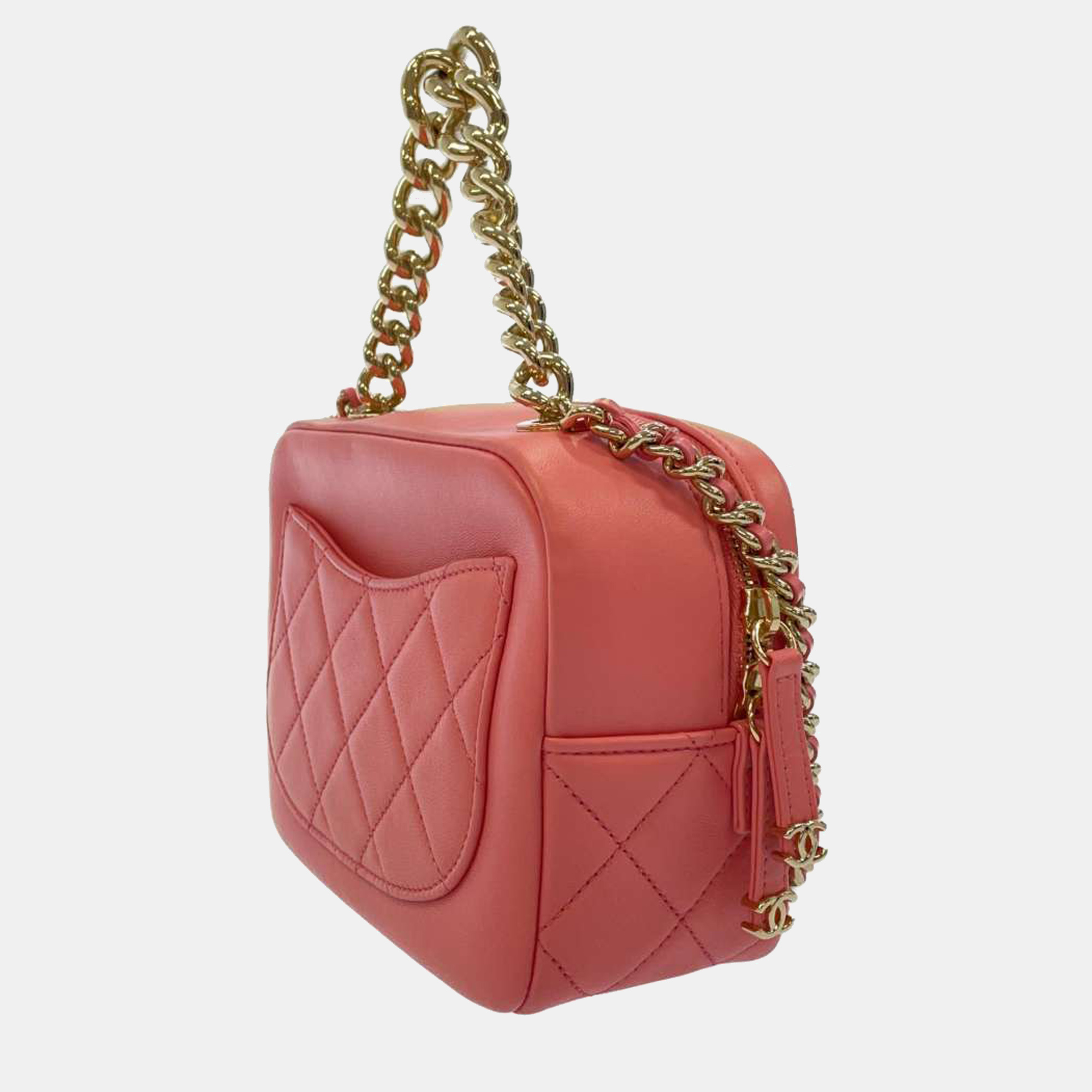 

Chanel Pink Leather Small Chain Vanity Case Shoulder Bag