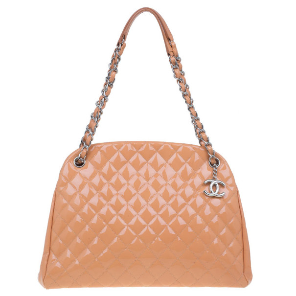 Pre Owned Chanel Cantaloupe Patent Leather Large Mademoiselle Bag