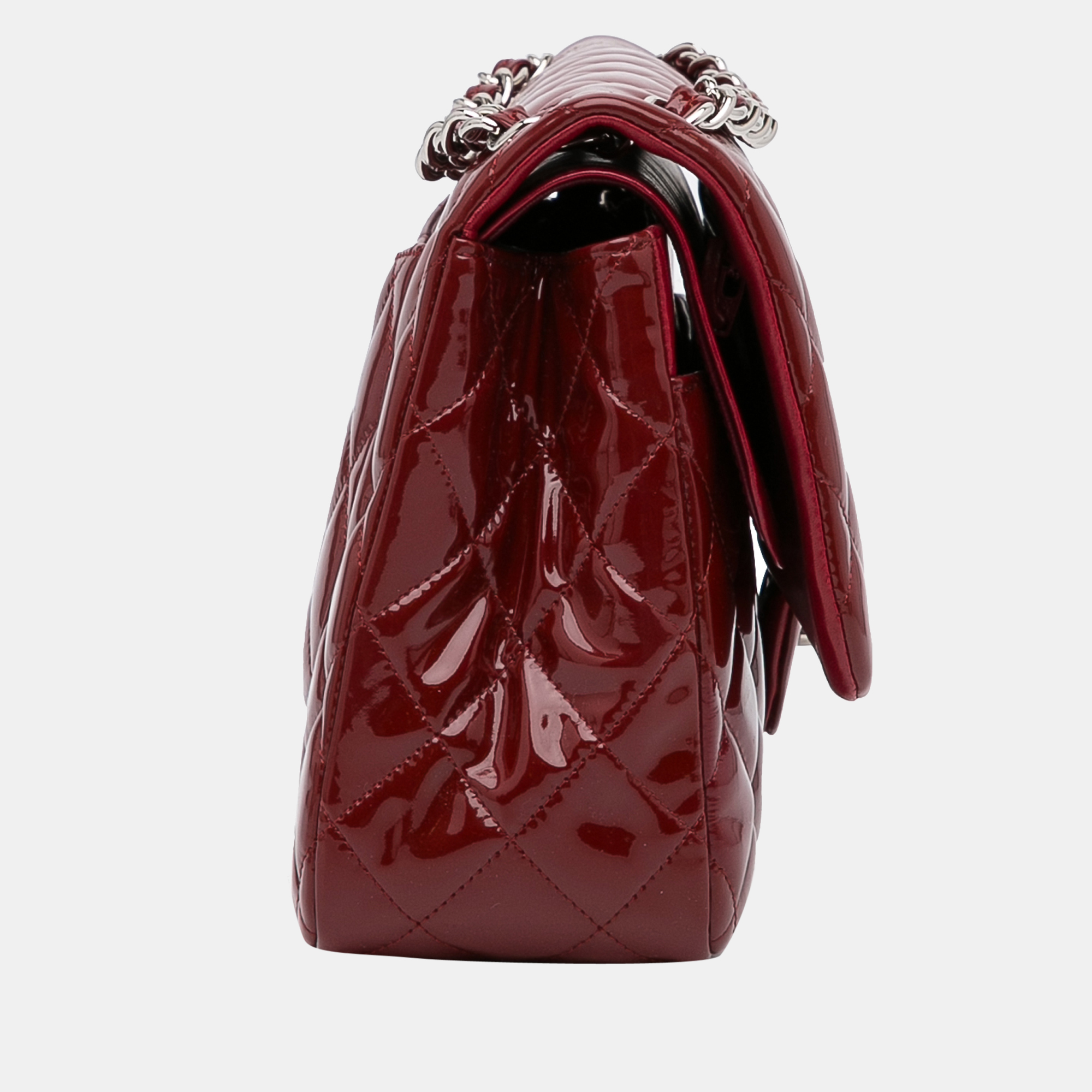 

Chanel Red Jumbo Classic Patent Double Flap