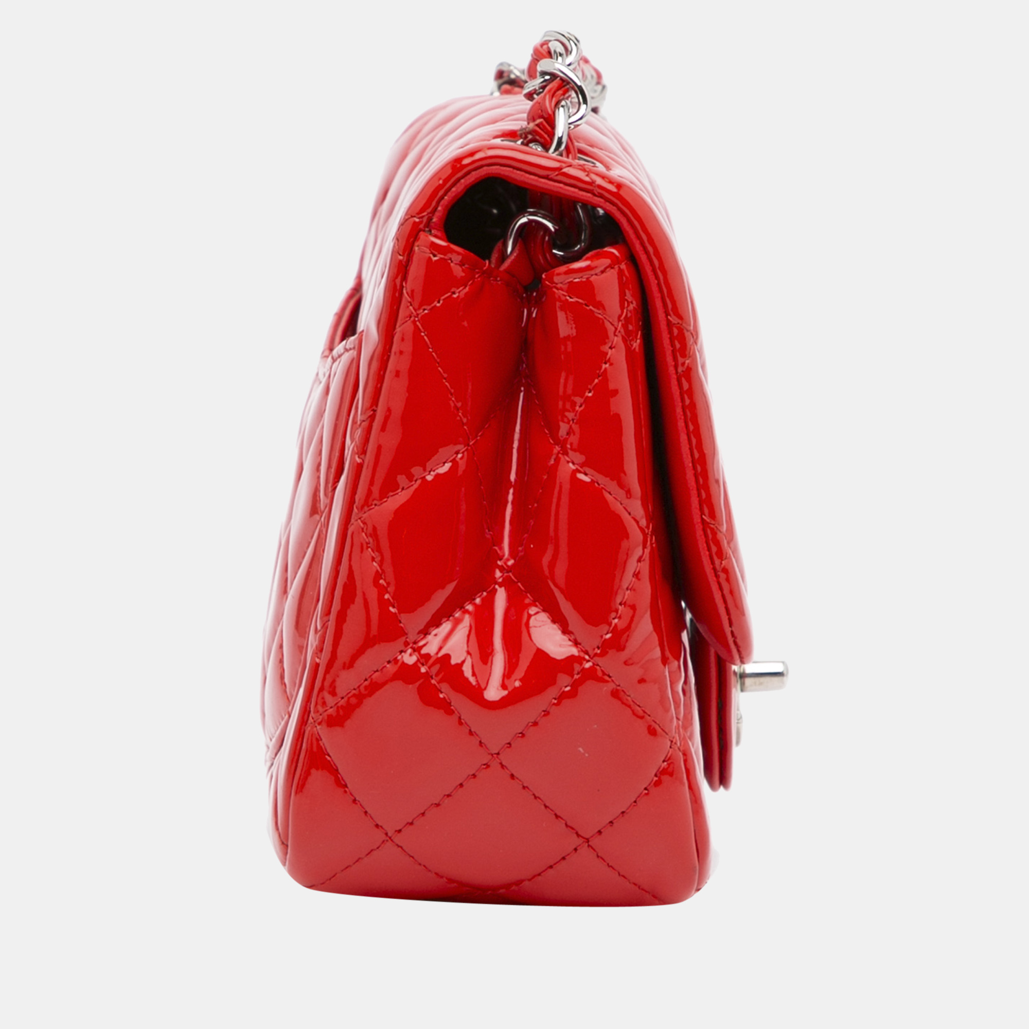 

Chanel Red Mini Classic Square Patent Single Flap