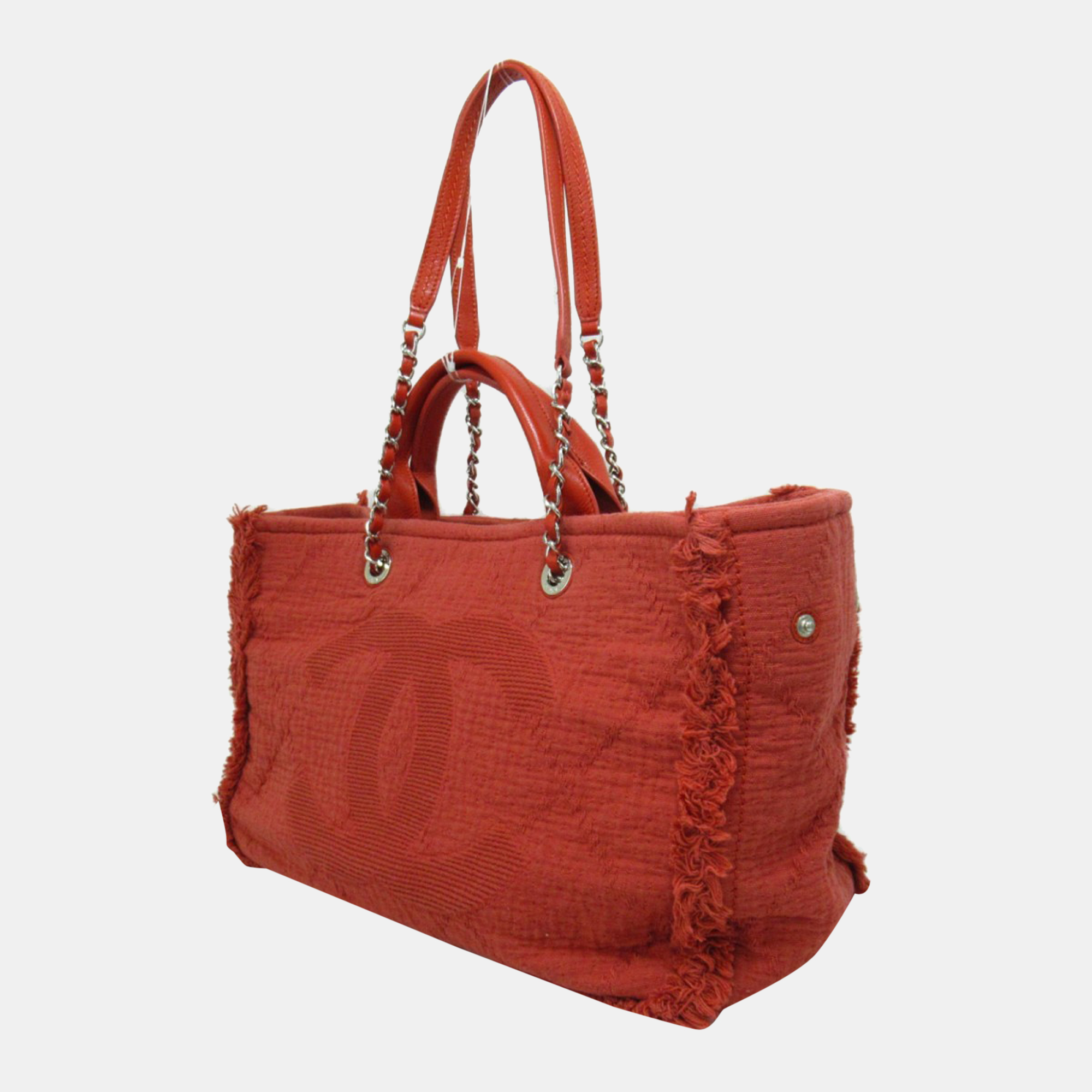 

Chanel Red Canvas CC Shopping Tote Bag