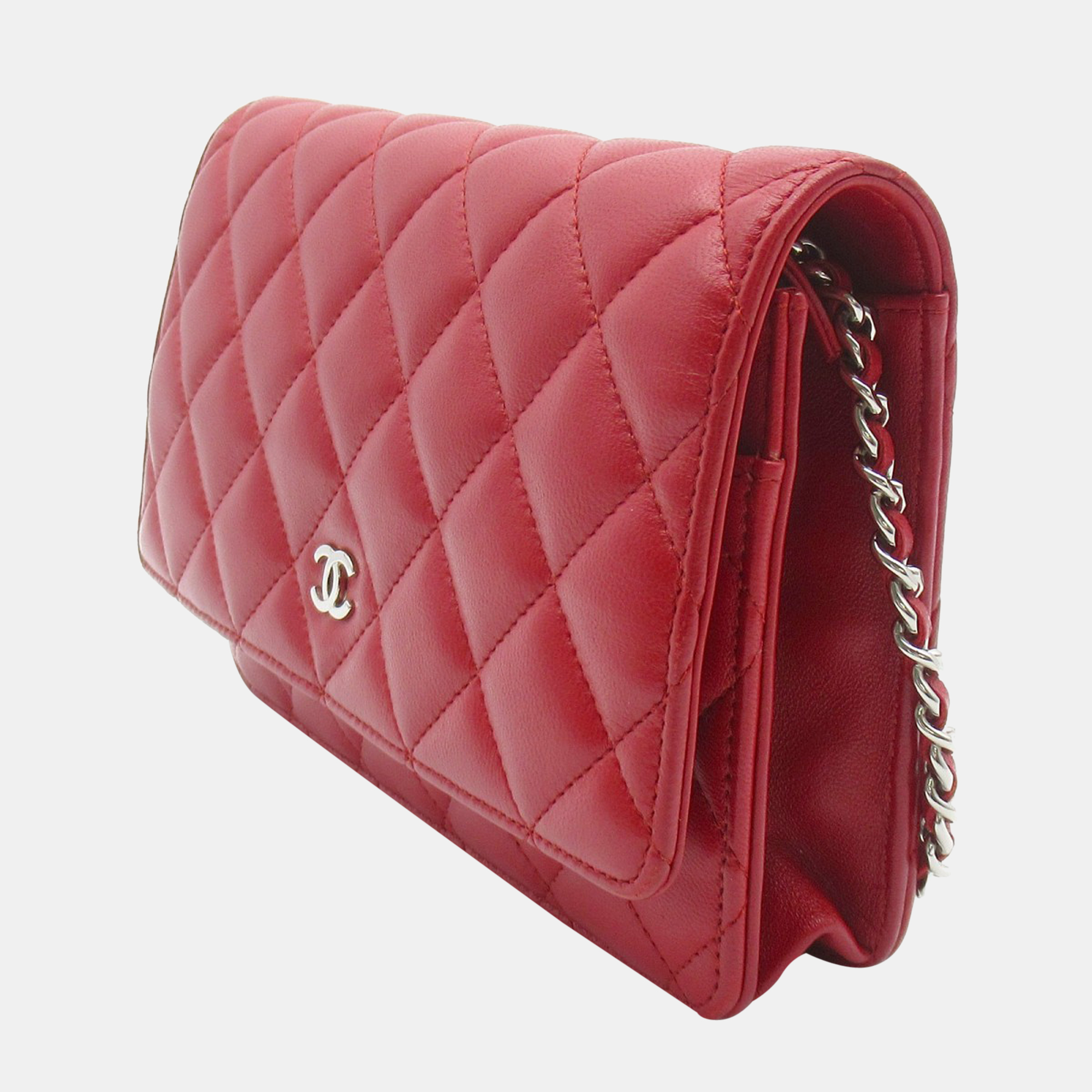 

Chanel Red Quilted Leather cc Single Flap Bag