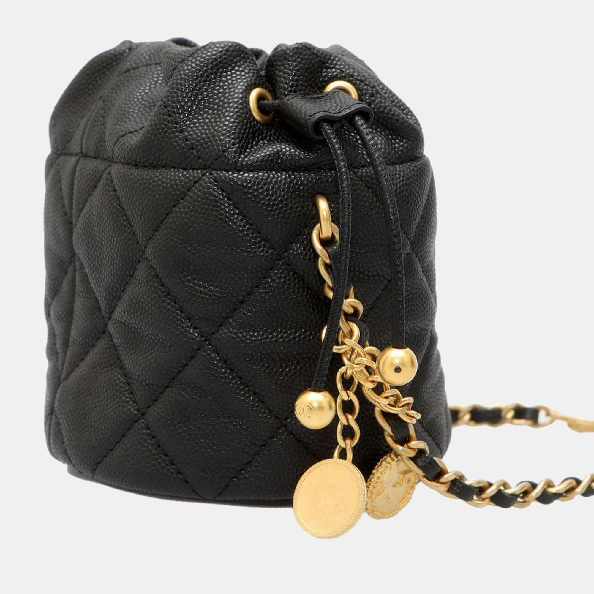 

Chanel Black Leather CC Drawstring Bucket Shoulder Bag
